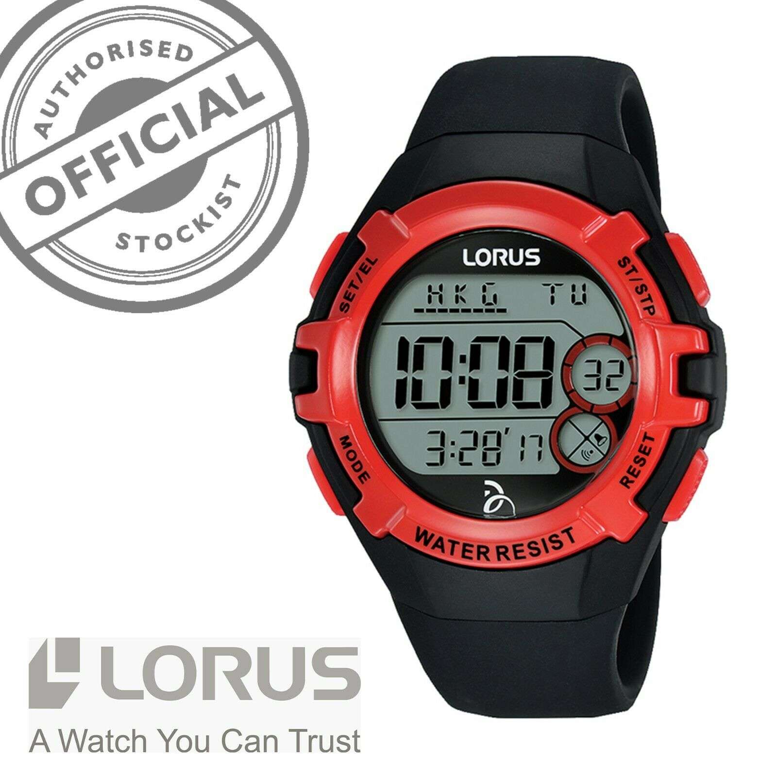 Lorus Novak Djokovic Stiftung Rotes und Schwarzes Gummiband Herren Uhr R2389LX9