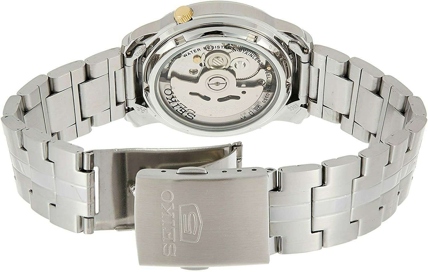 Seiko 5 Automatik Goldenes Zifferblatt Edelstahl Armband Herren Uhr SNKL81K1
