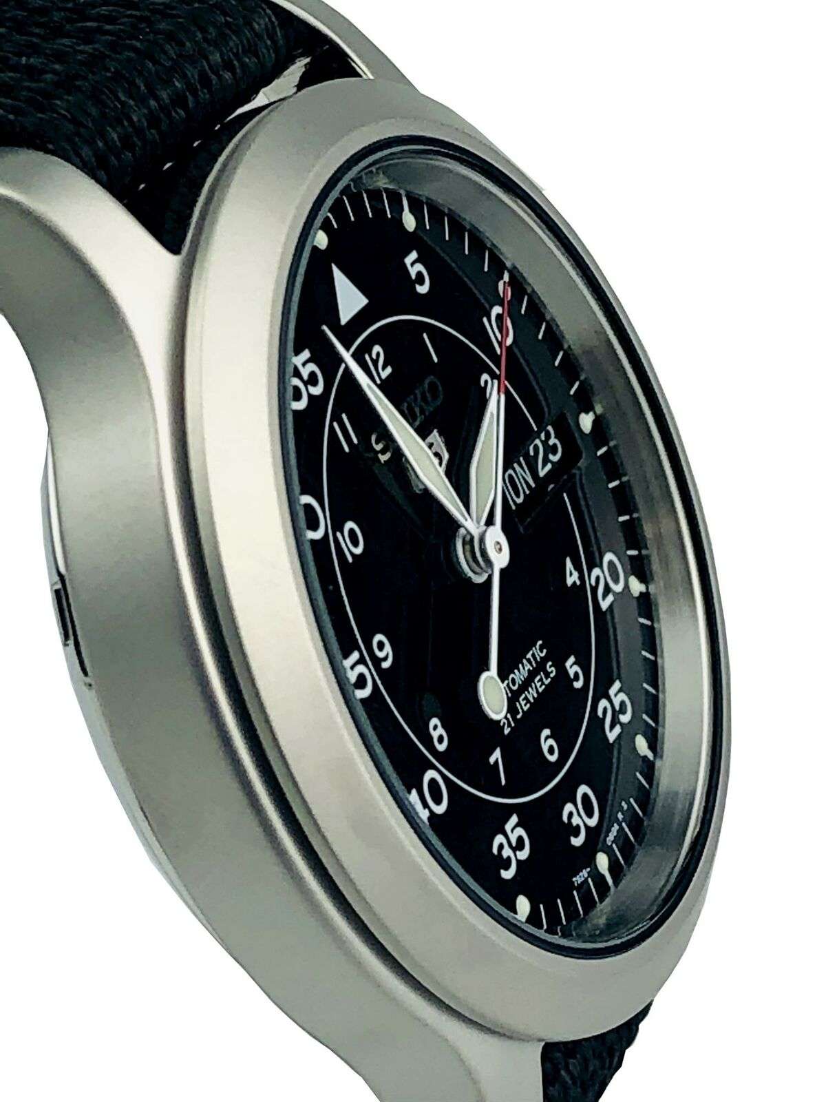 Seiko 5 Automatic Black Dial Black NATO Fabric Strap Men's Watch SNK809K2 - WatchNation