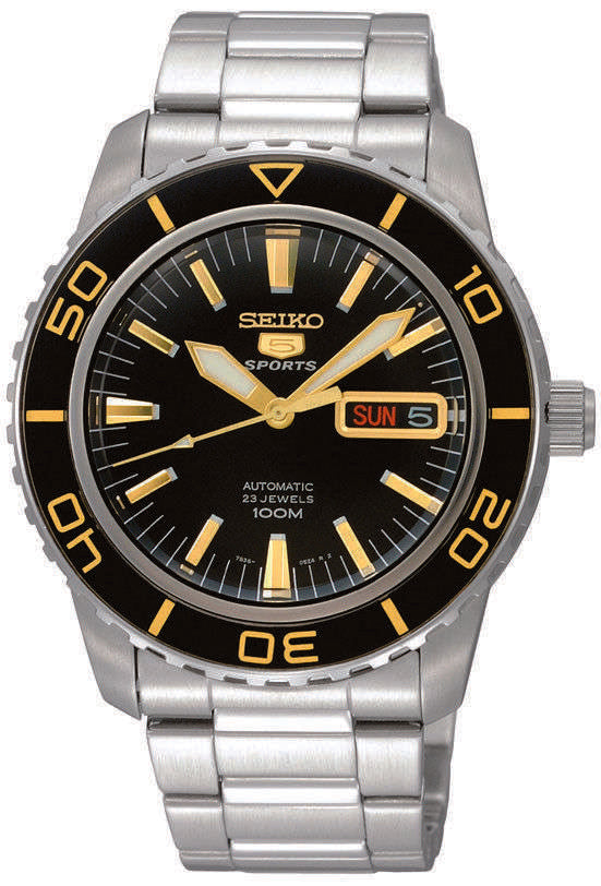 Seiko 5 Sports Automatic Black Dial Stainless Steel Men's Watch SNZH57K1