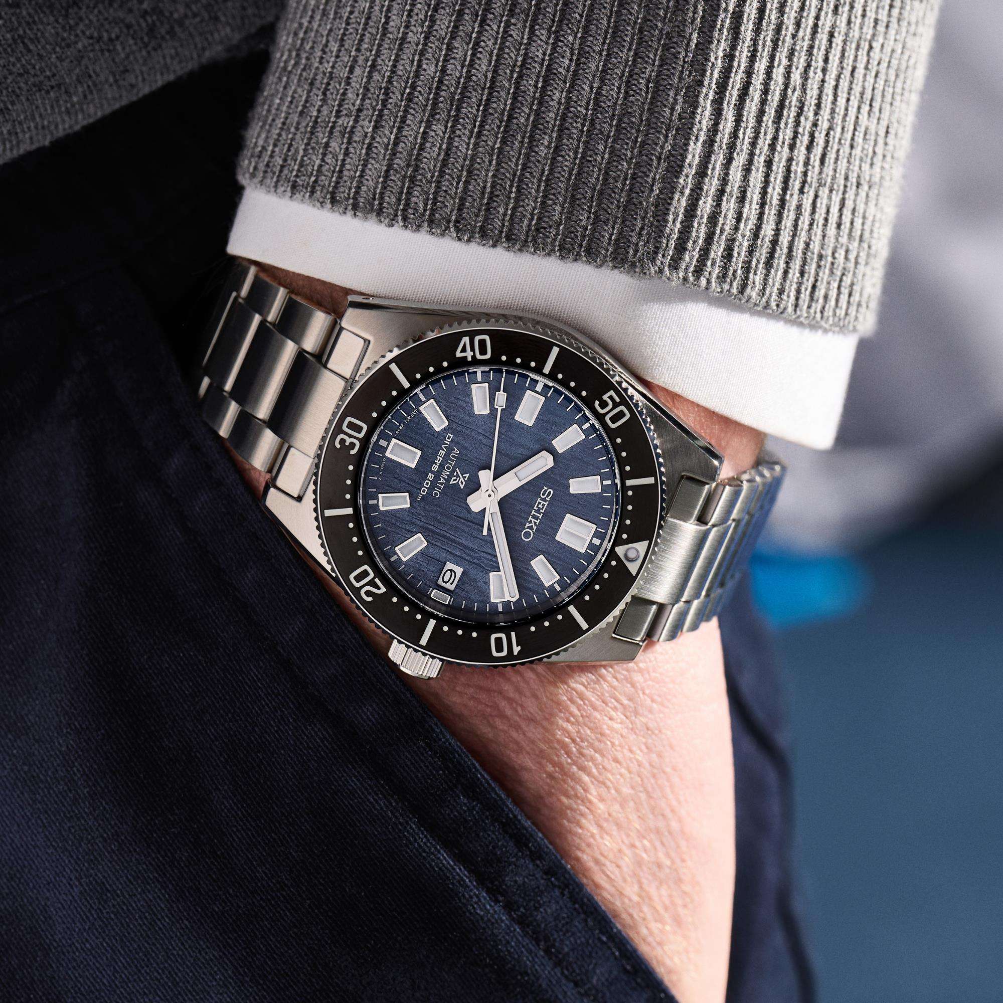 Seiko Prospex Save The Ocean Gletscher 1965 Neuinterpretation Automatik Blaues Zifferblatt Edelstahlarmband Herren Uhr SPB297J1
