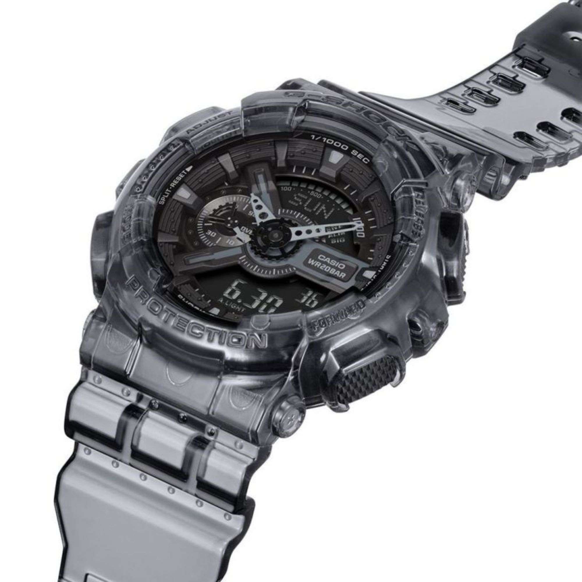 Casio G-Shock Skeleton Serie Digitale Graues Zifferblatt Harzarmband Herren Uhr GA-110SKE-8AER