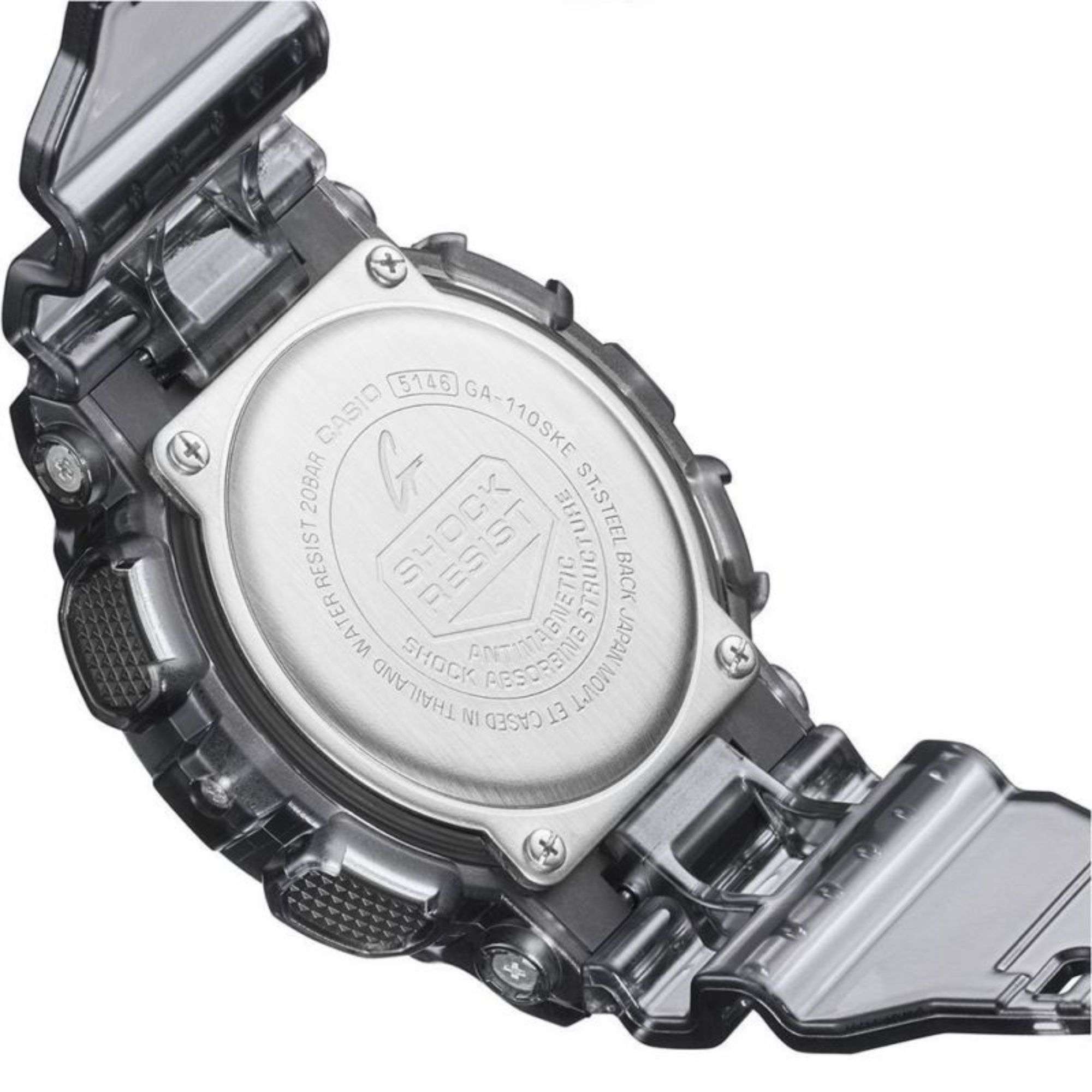 Casio G-Shock Skeleton Serie Digitale Graues Zifferblatt Harzarmband Herren Uhr GA-110SKE-8AER
