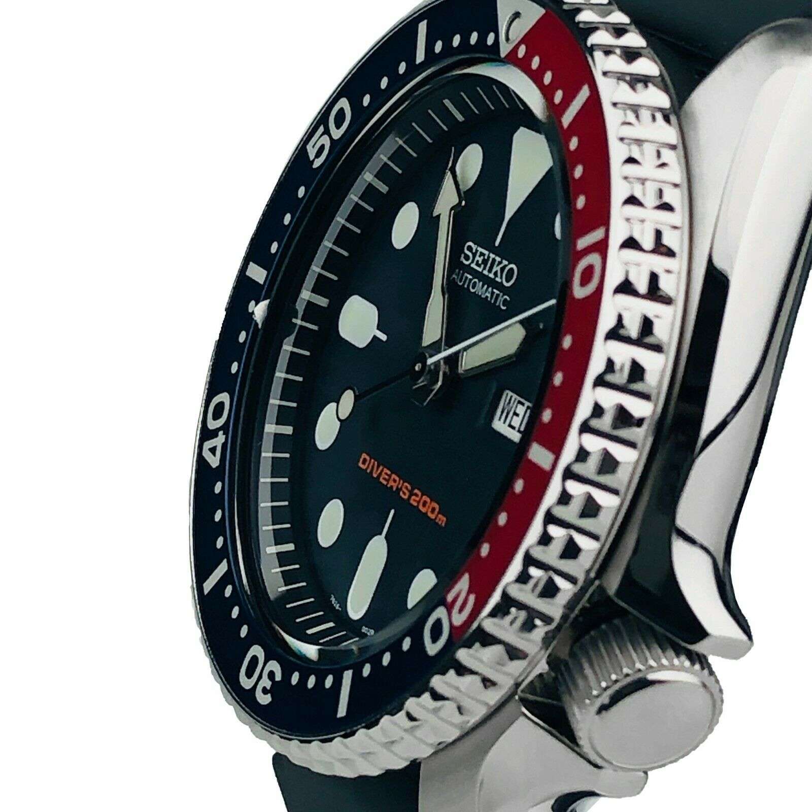 Seiko Divers Pepsi Automatik Schwarzes Zifferblatt Schwarzes Gummiarmband Herren Uhr SKX009K1