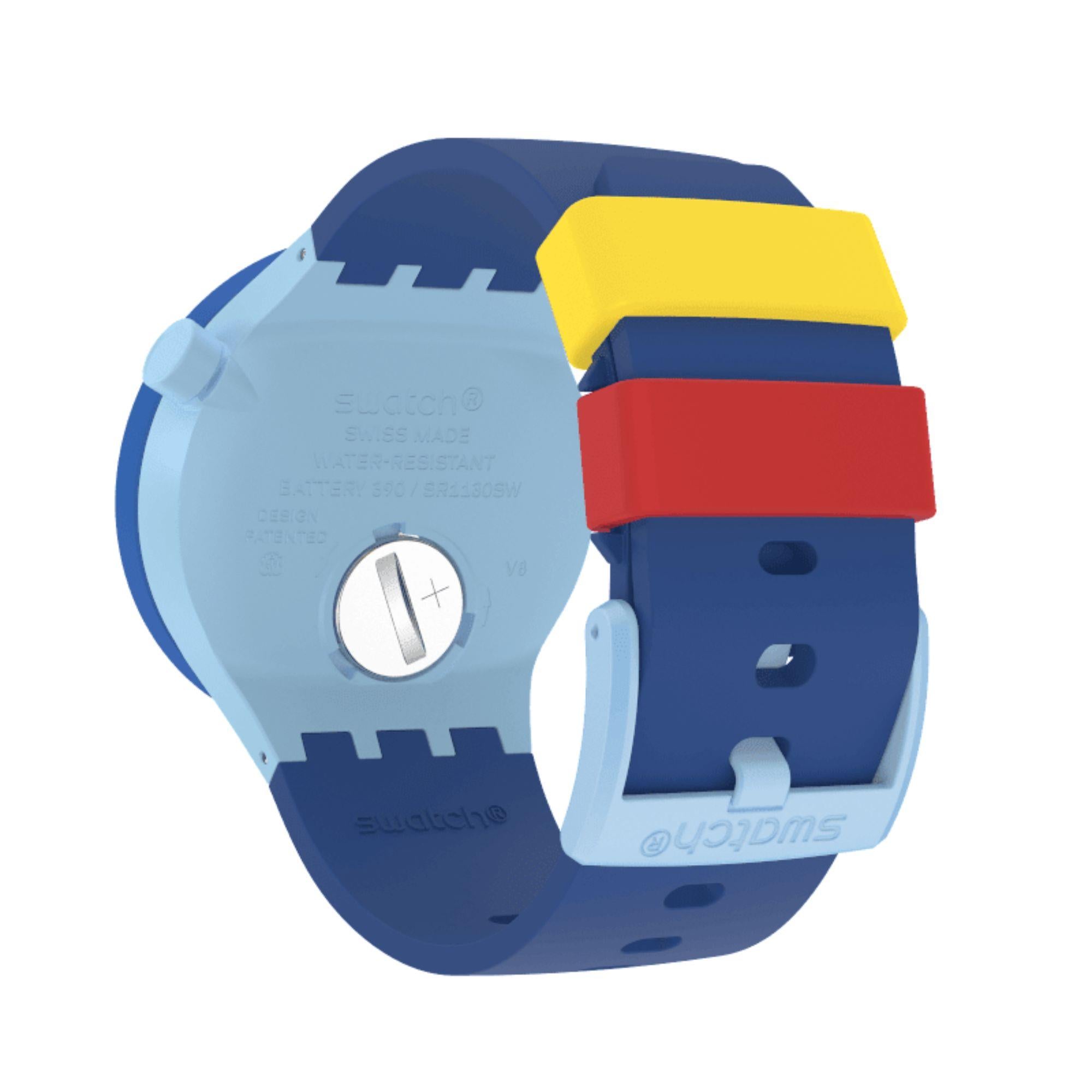 Swatch Big Bold 41mm White Dial Silicone Quartz Watch SB03N105