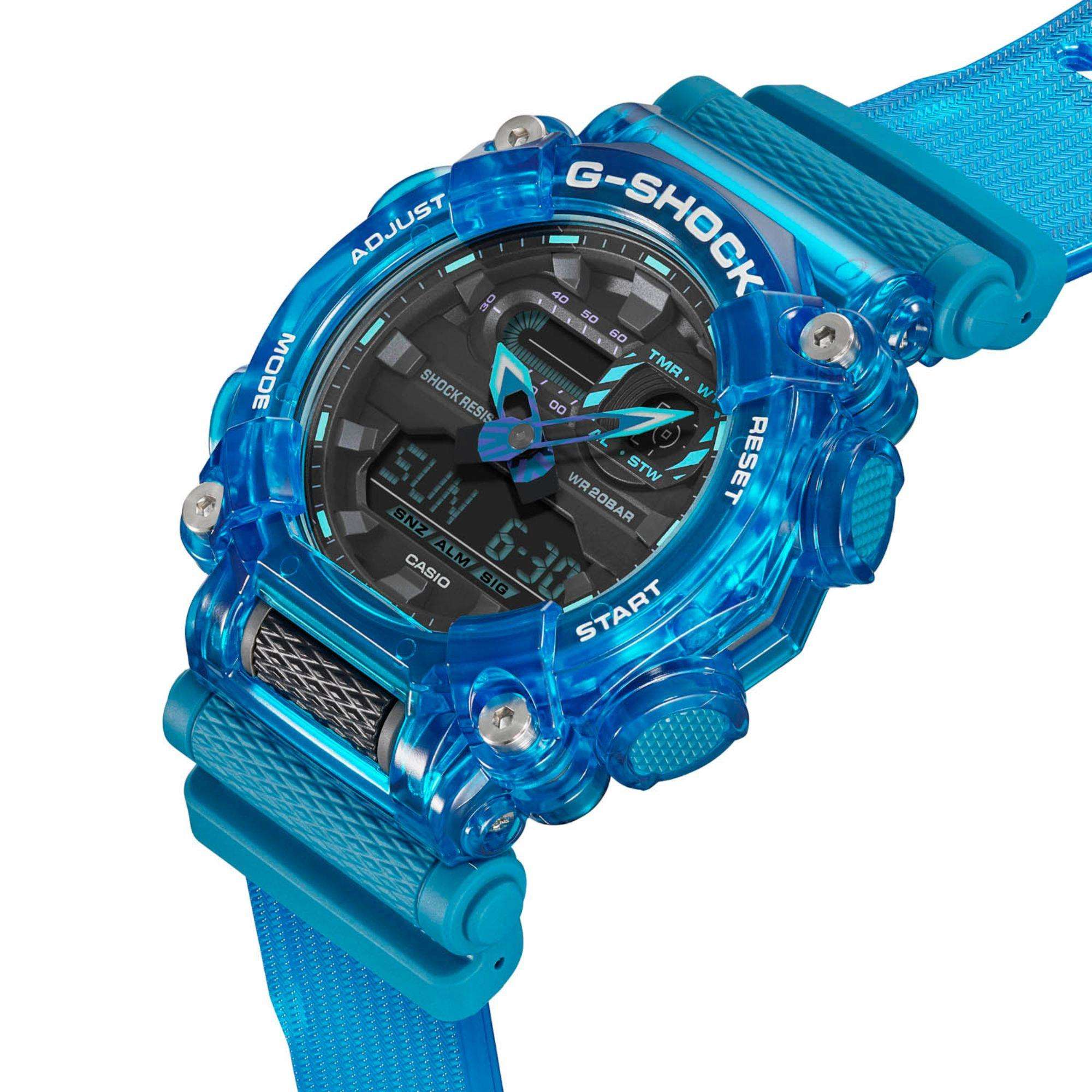 Casio G-Shock "Soundwave" Skelett Stil Blau Digi-Analog Herren Uhr GA-900SKL-2AER