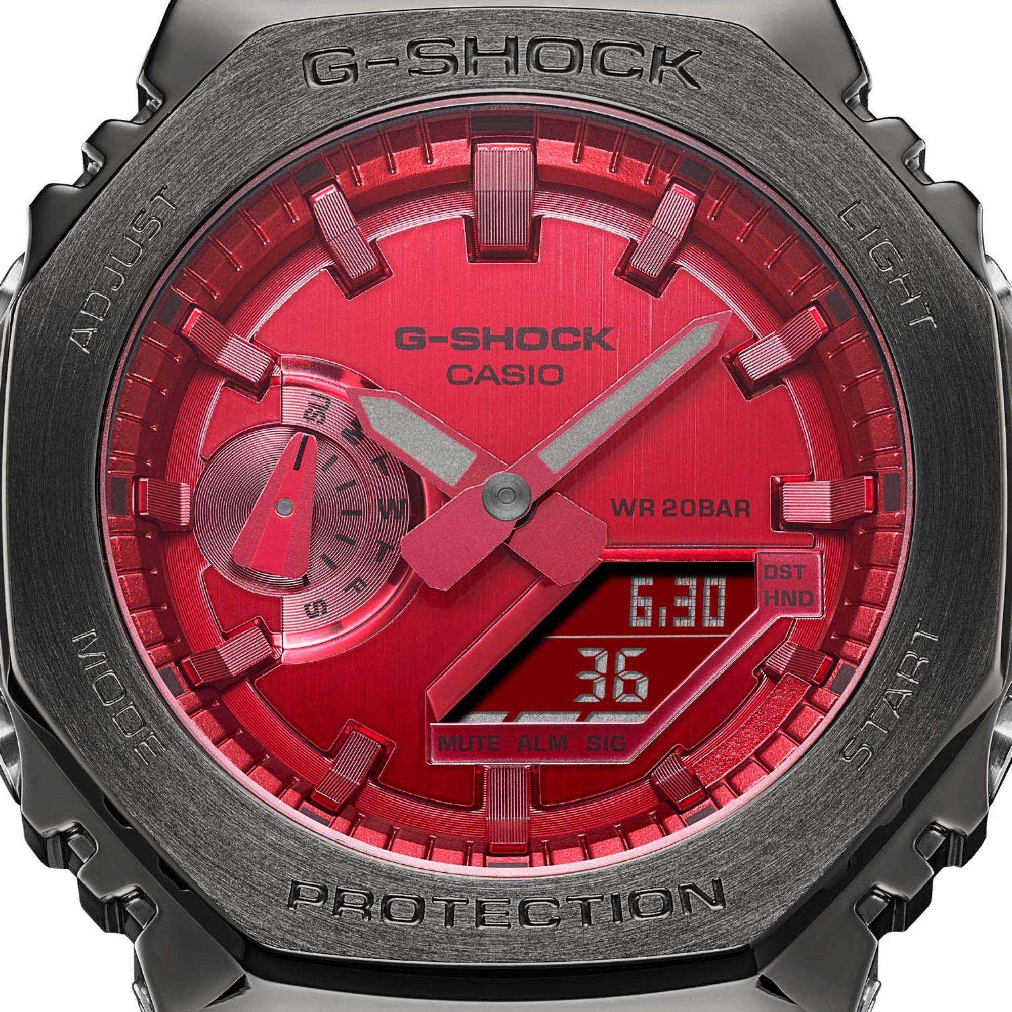Casio G-Shock CasiOak Red Dial Alarm Chronograph Watch GM-2100B-4AER