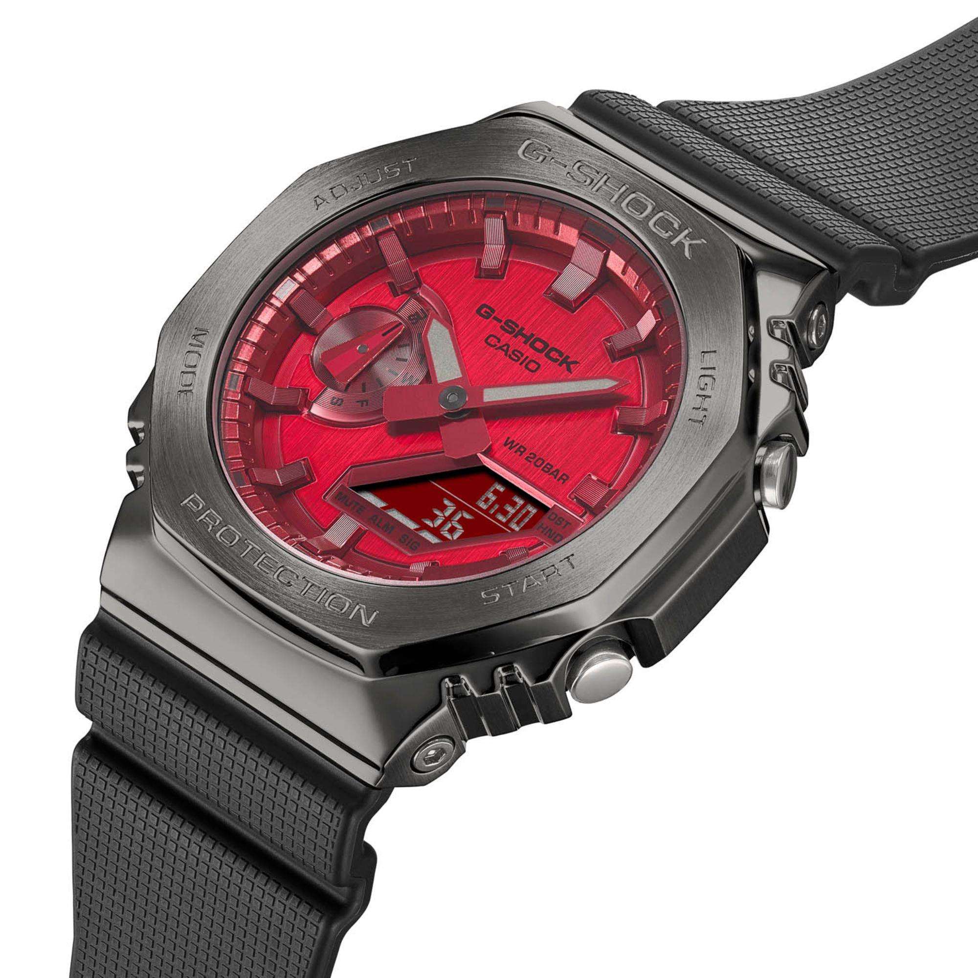 Casio G-Shock CasiOak Red Dial Alarm Chronograph Watch GM-2100B-4AER