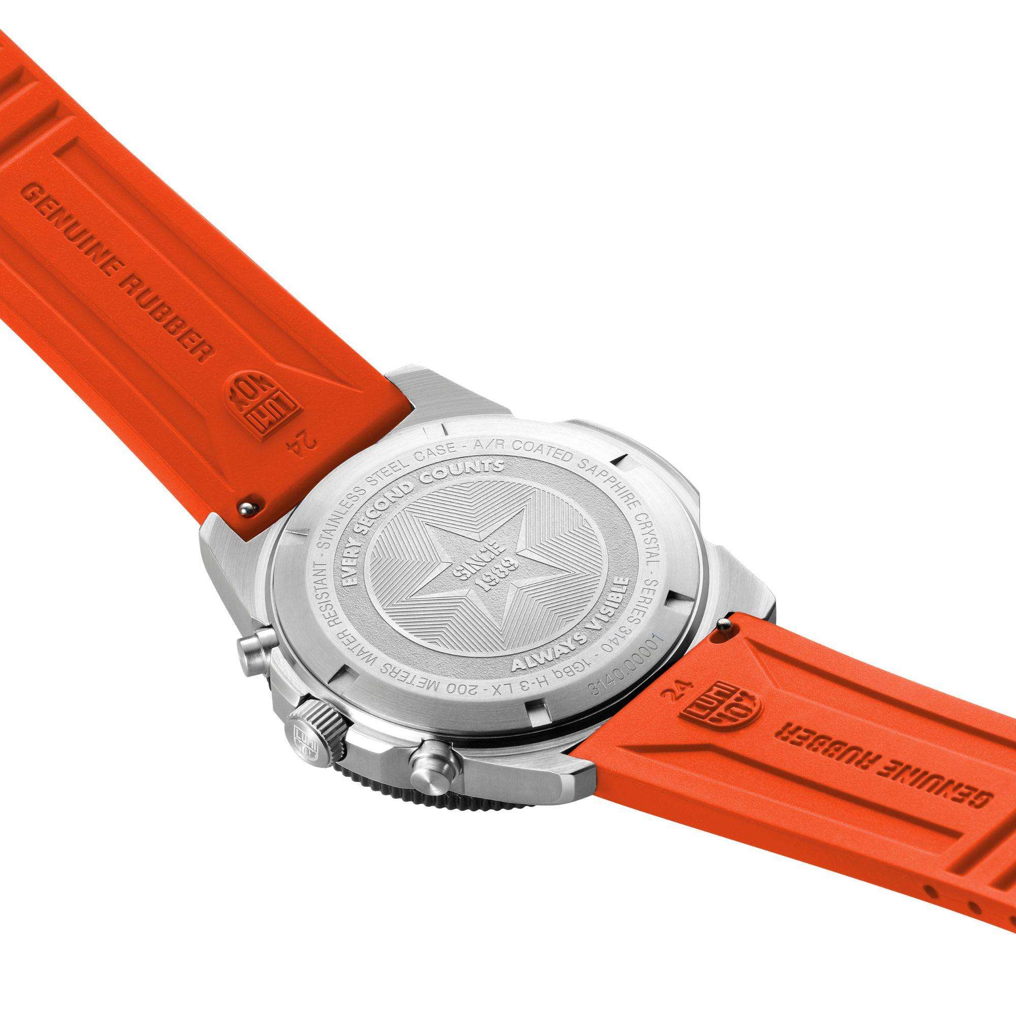 Luminox Pacific Diver Chronograph Orange Gummiband Schwarzes Zifferblatt Herren Uhr XS.3149