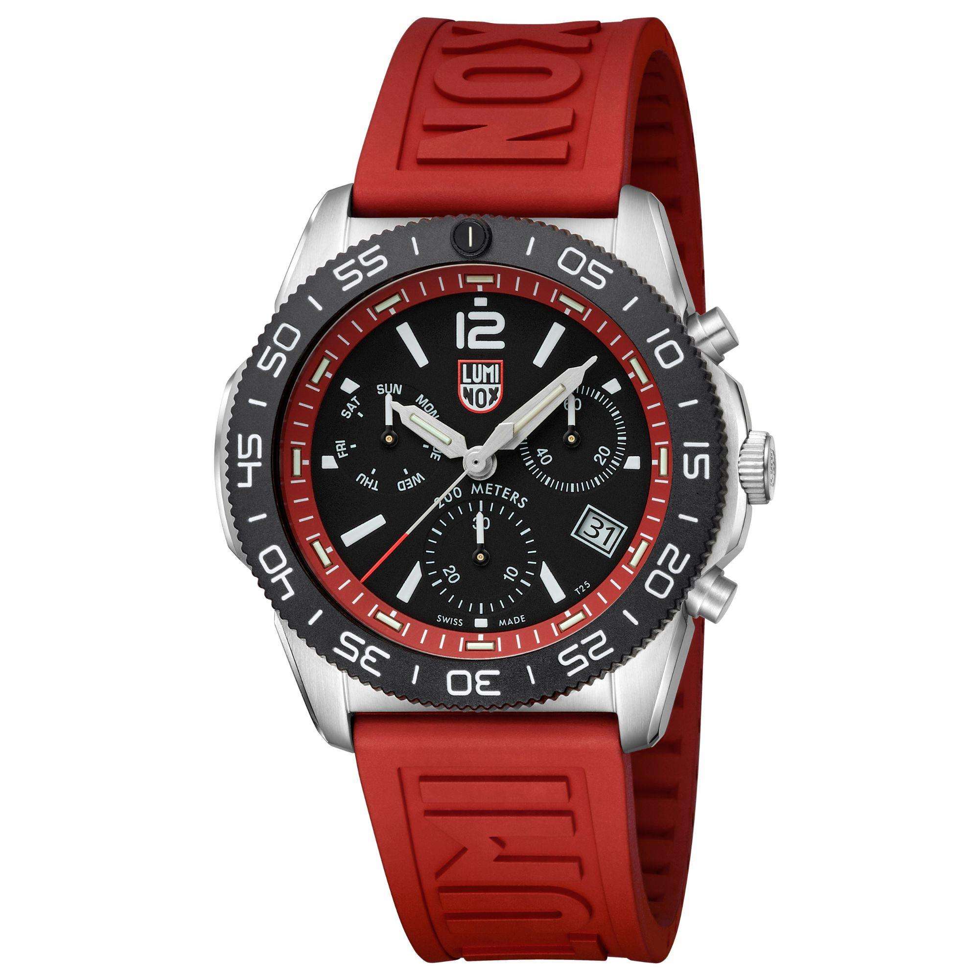 Luminox Pacific Diver Chronograph Rotes Gummiband Herren Uhr XS.3155