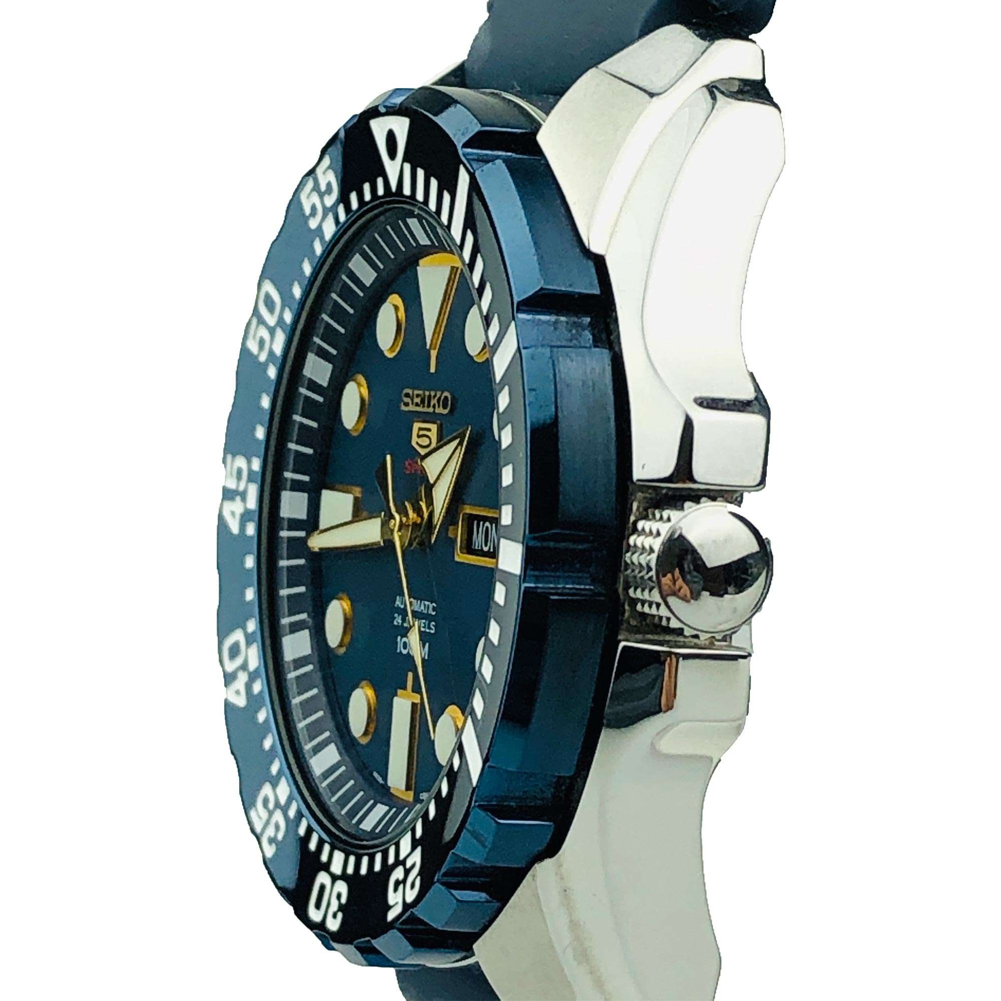 Seiko 5 Sports Automatic 'Blue Monster' Silicone Strap Blue Dial Men's Watch SRP605K2