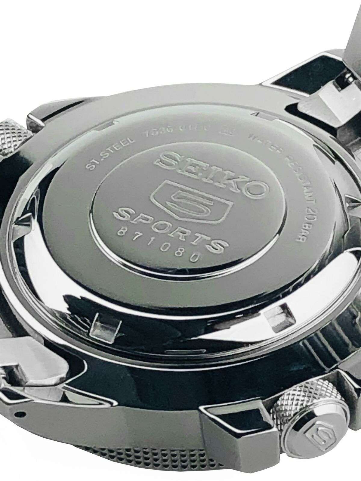 Seiko 5 Sports Land Shark Atlas Automatik Schwarzes Zifferblatt Stahl Herren Uhr SKZ211K1