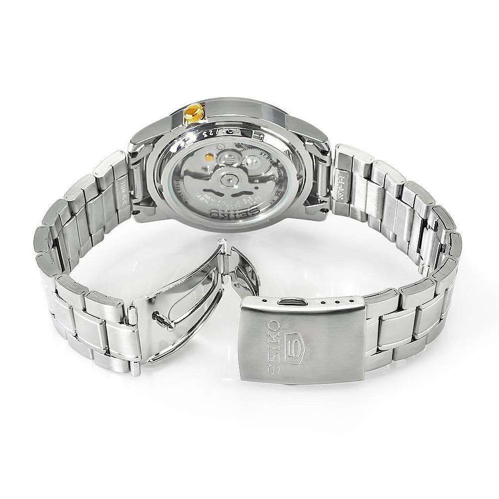 Seiko 5 Automatik Weißes Zifferblatt Edelstahlband Herren Uhr SNKK07K1