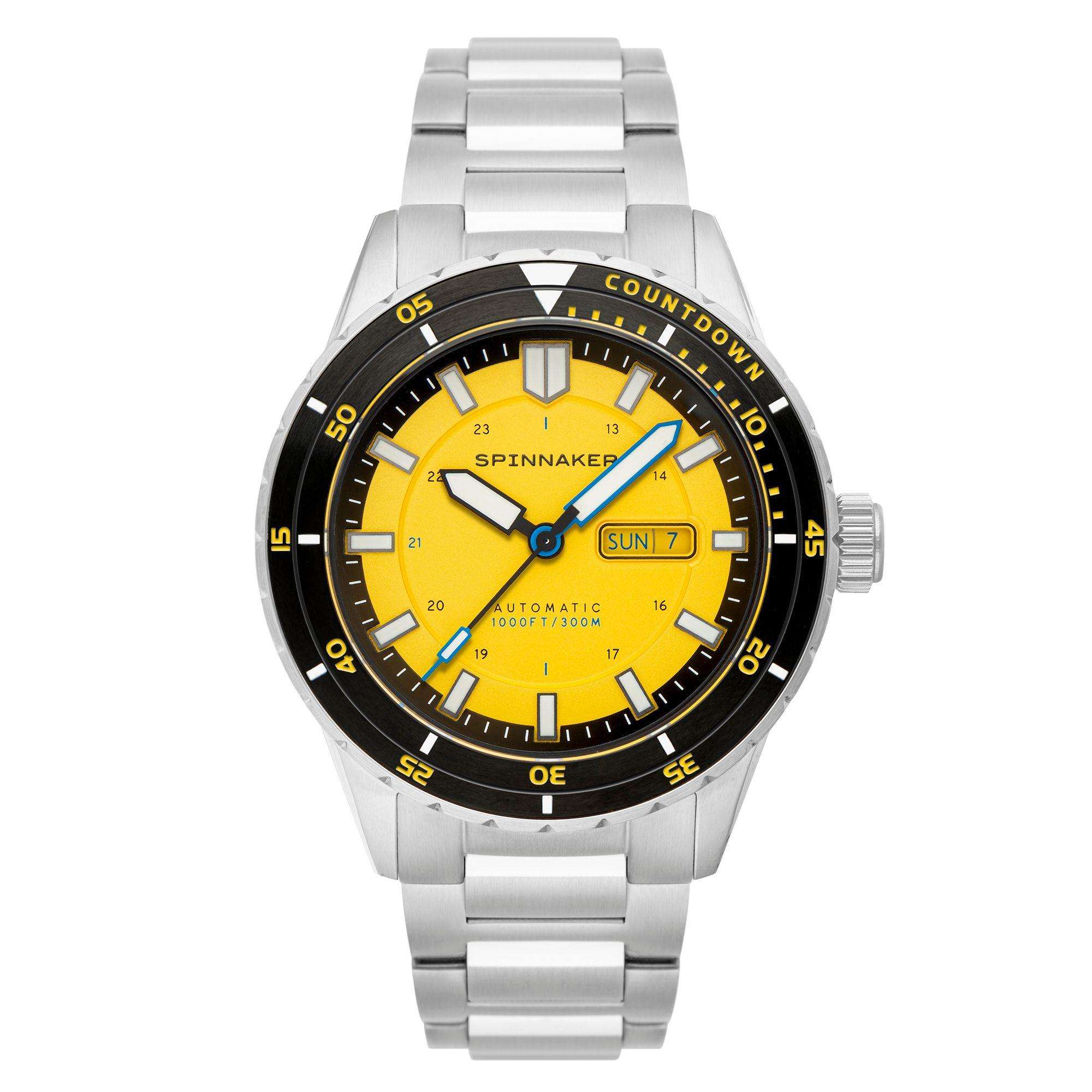 Spinnaker Hass Automatik Sicherheitsgelb Zifferblatt Edelstahlarmband Herren Uhr SP-5099-33