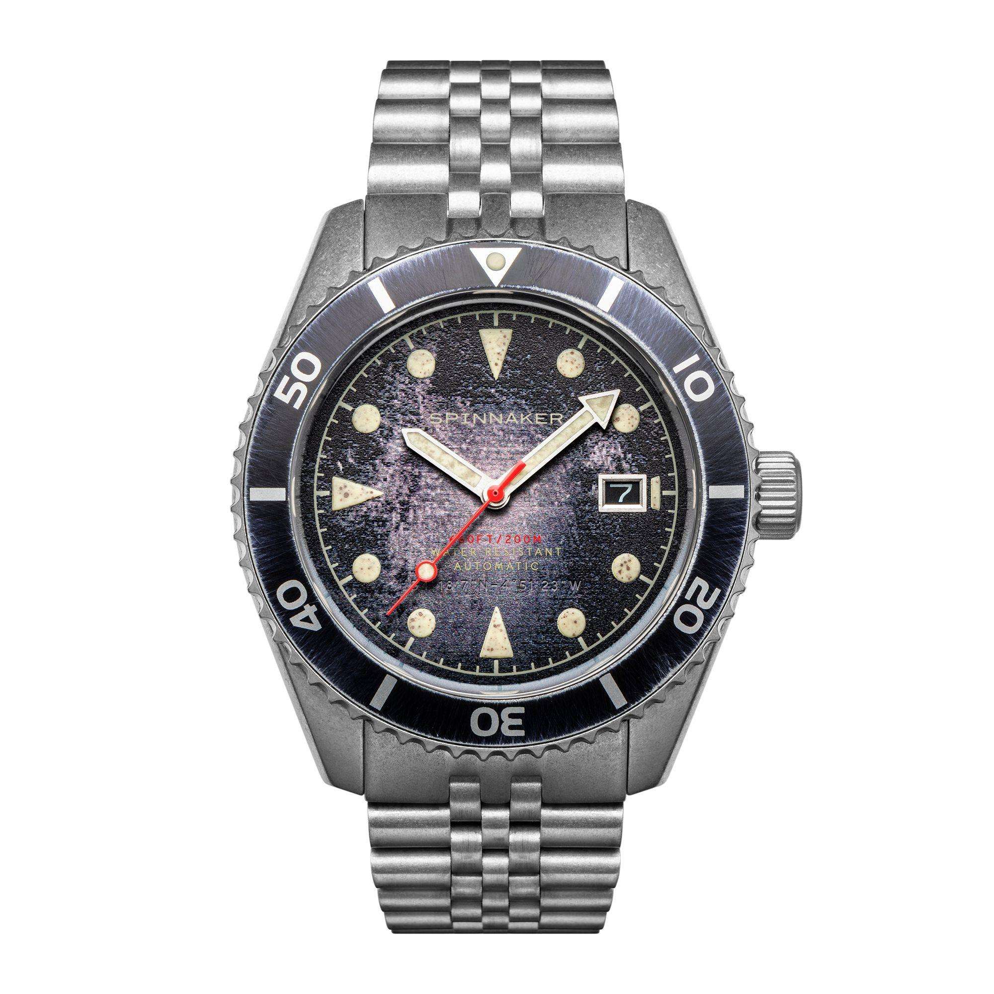 Spinnaker Wreck Barnacle Black Dial Stainless Steel Bracelet Men's Watch SP-5089-11