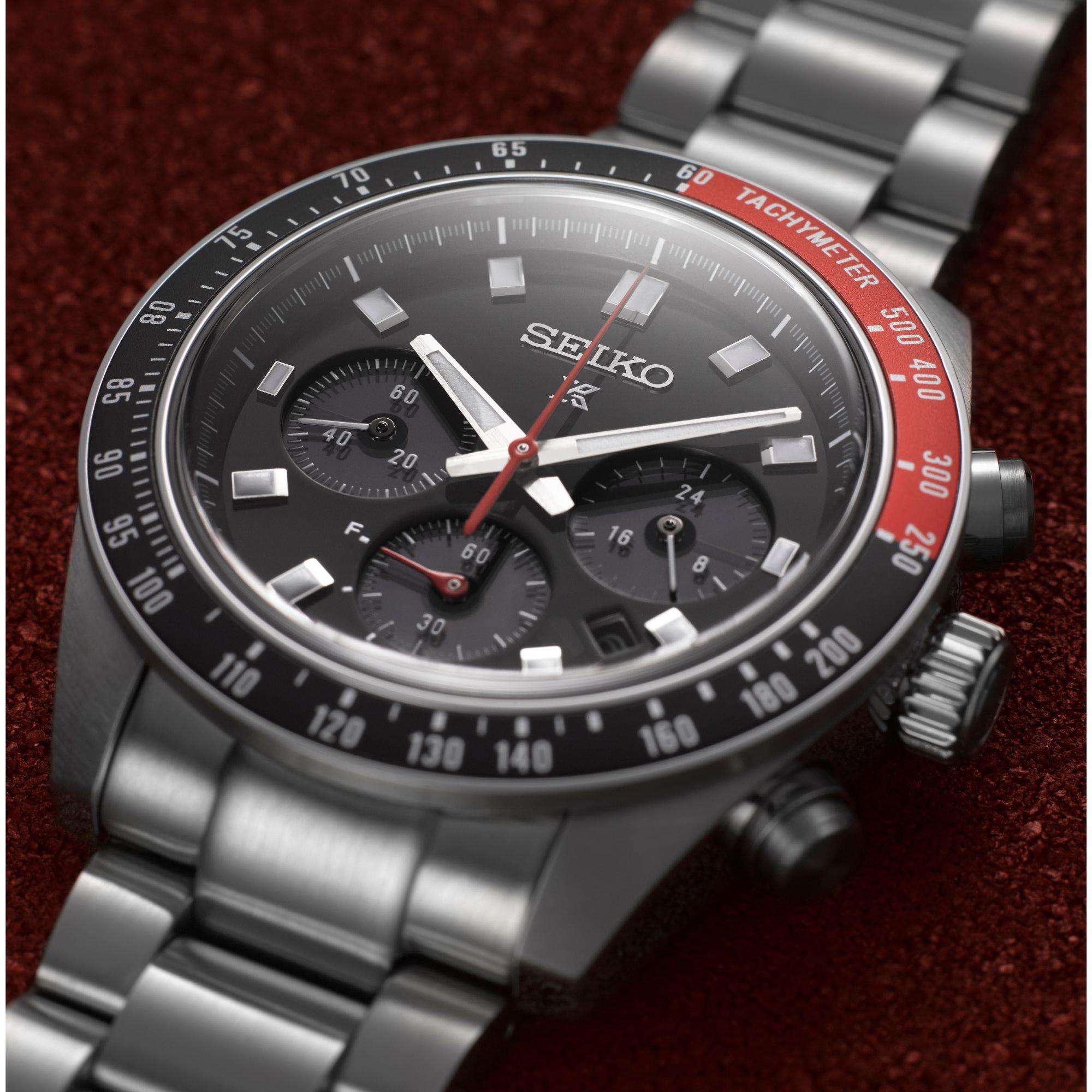 Seiko Prospex Speedtimer Solar Chronograph Black Dial Stainless Steel Bracelet Men's Watch SSC915P1