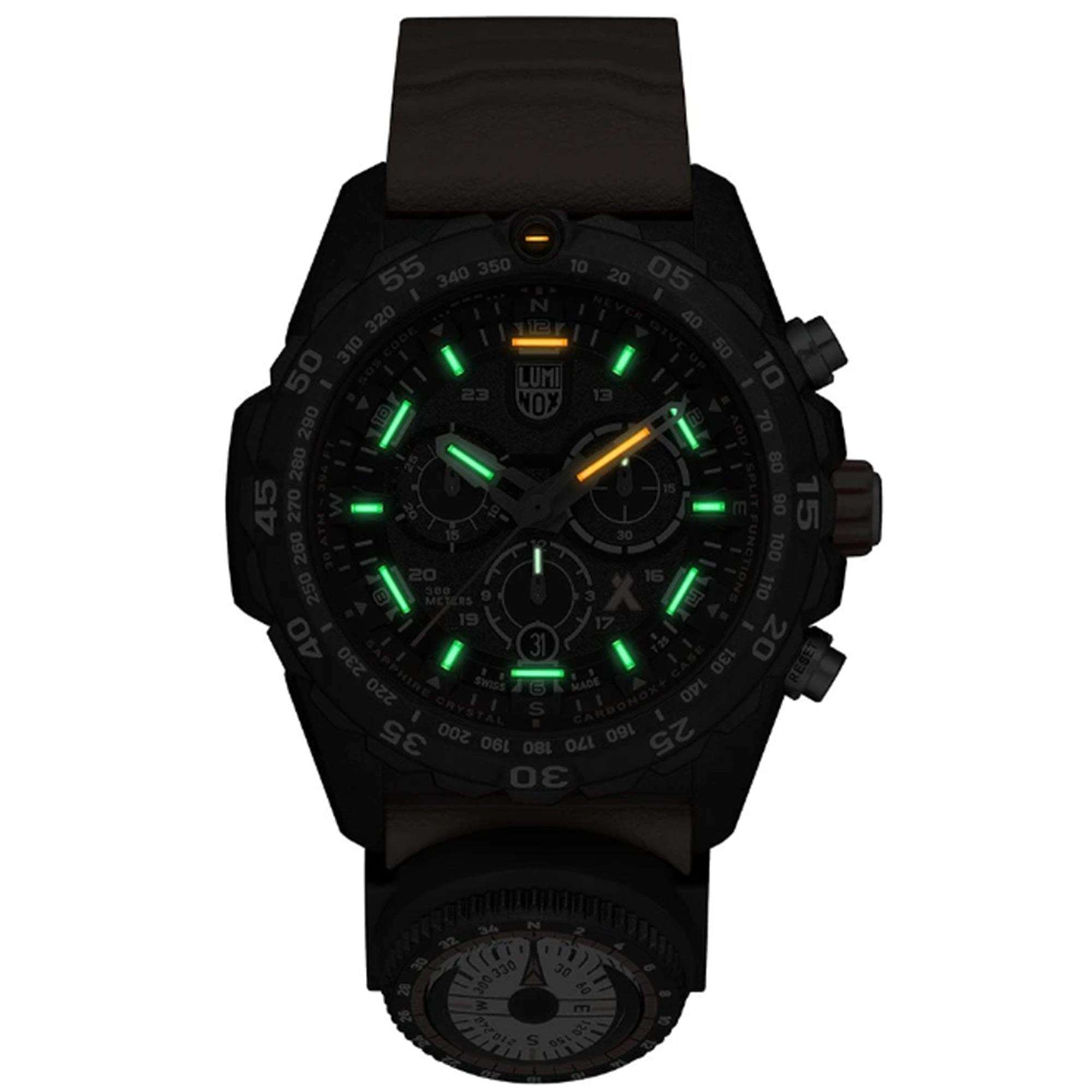 Luminox Bear Grylls 45mm Chronograph Schwarzes Zifferblatt Gummi Herren Quarz Uhr XB.3749