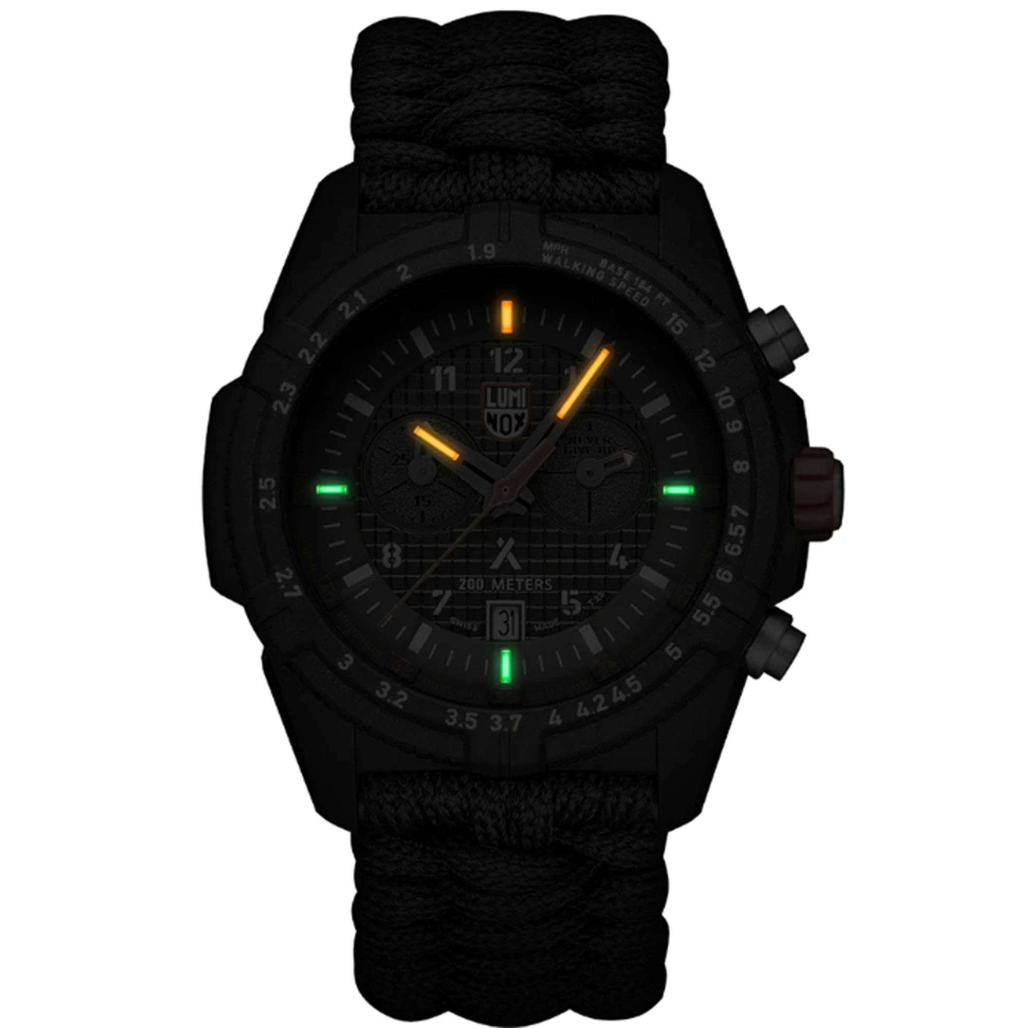Luminox Bear Grylls Survival Land Serie Quarz Grünes Zifferblatt Schwarzes Textilarmband Herren Uhr XB.3797.KM