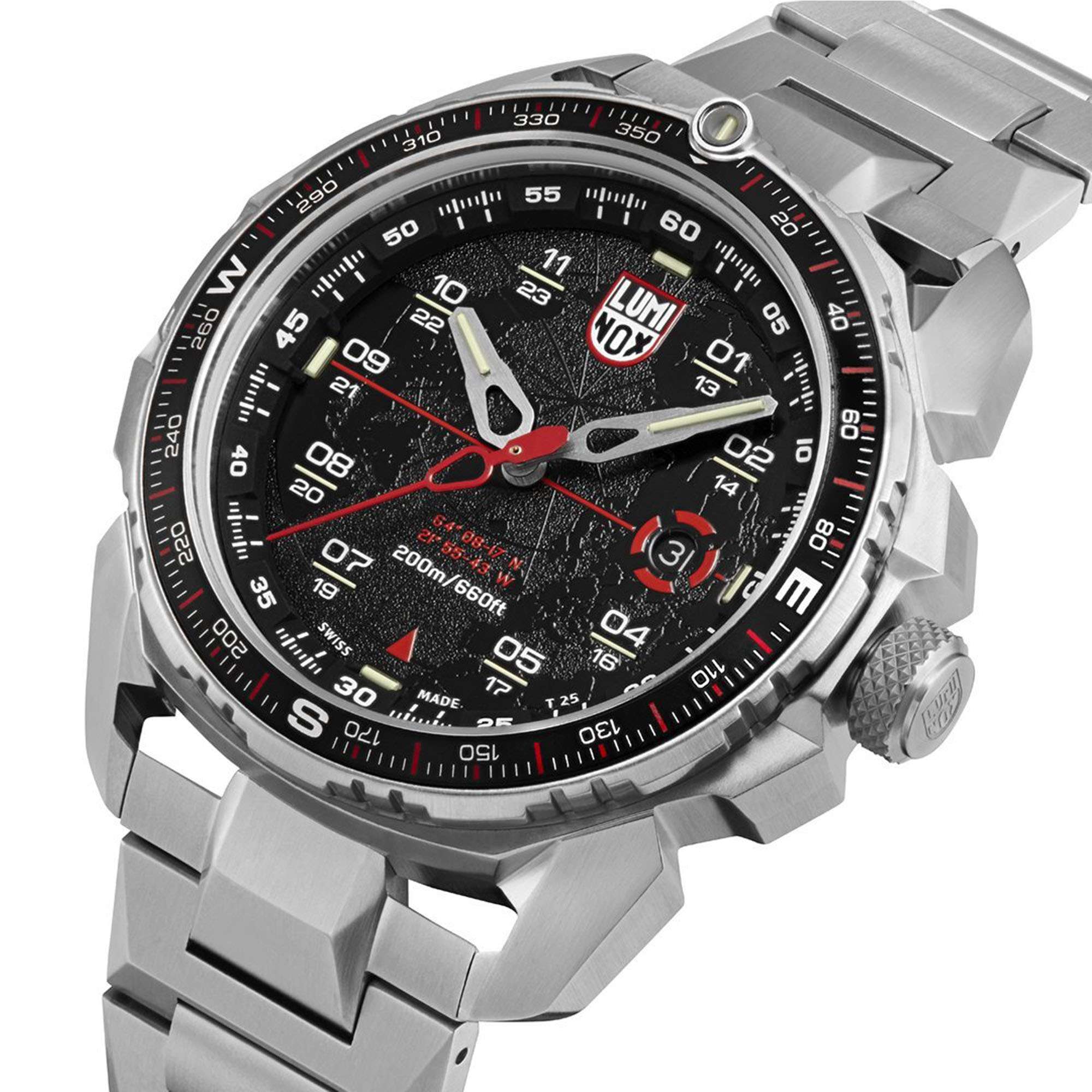 Luminox Ice-Sar Arctic Quarz Schwarzes Zifferblatt Silber Edelstahl Herren Uhr XL.1202 UVP ?755