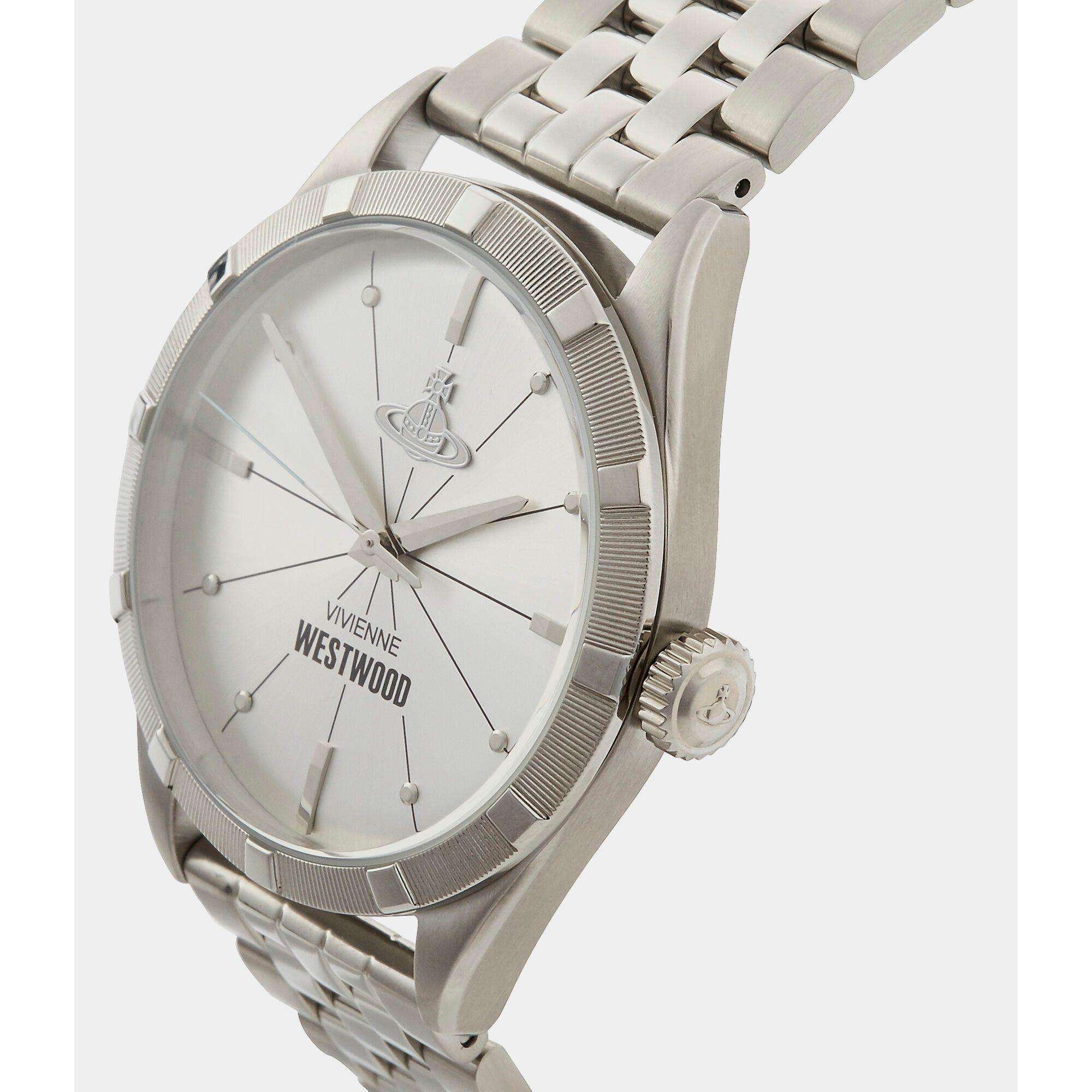 Vivienne Westwood Conduit Quarz Silbernes Zifferblatt Edelstahl Herrenuhr VV192SLSL