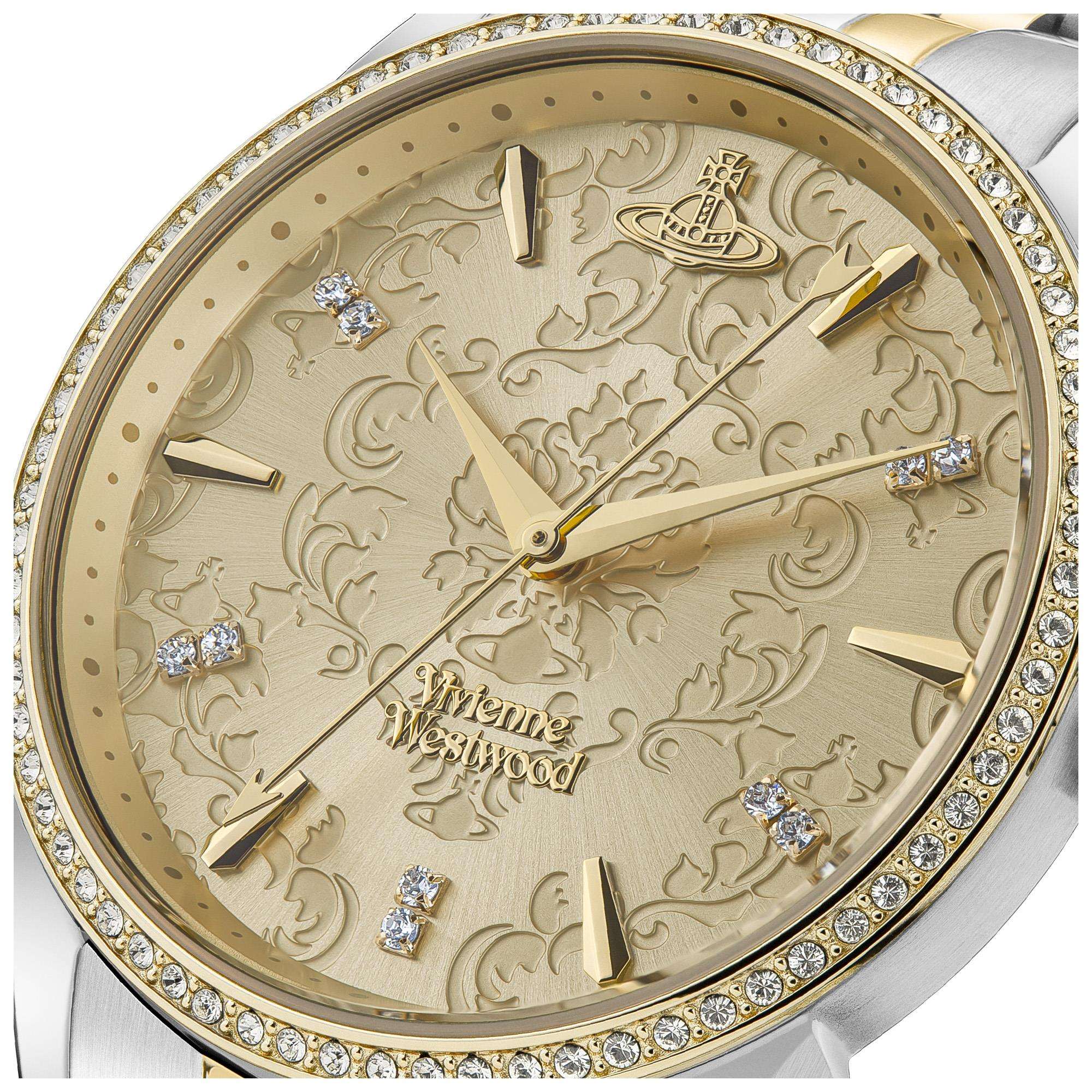 Vivienne Westwood The Wallace Champagner Zifferblatt Zweifarbig Edelstahlarmband Damen Uhr VV208CPSG