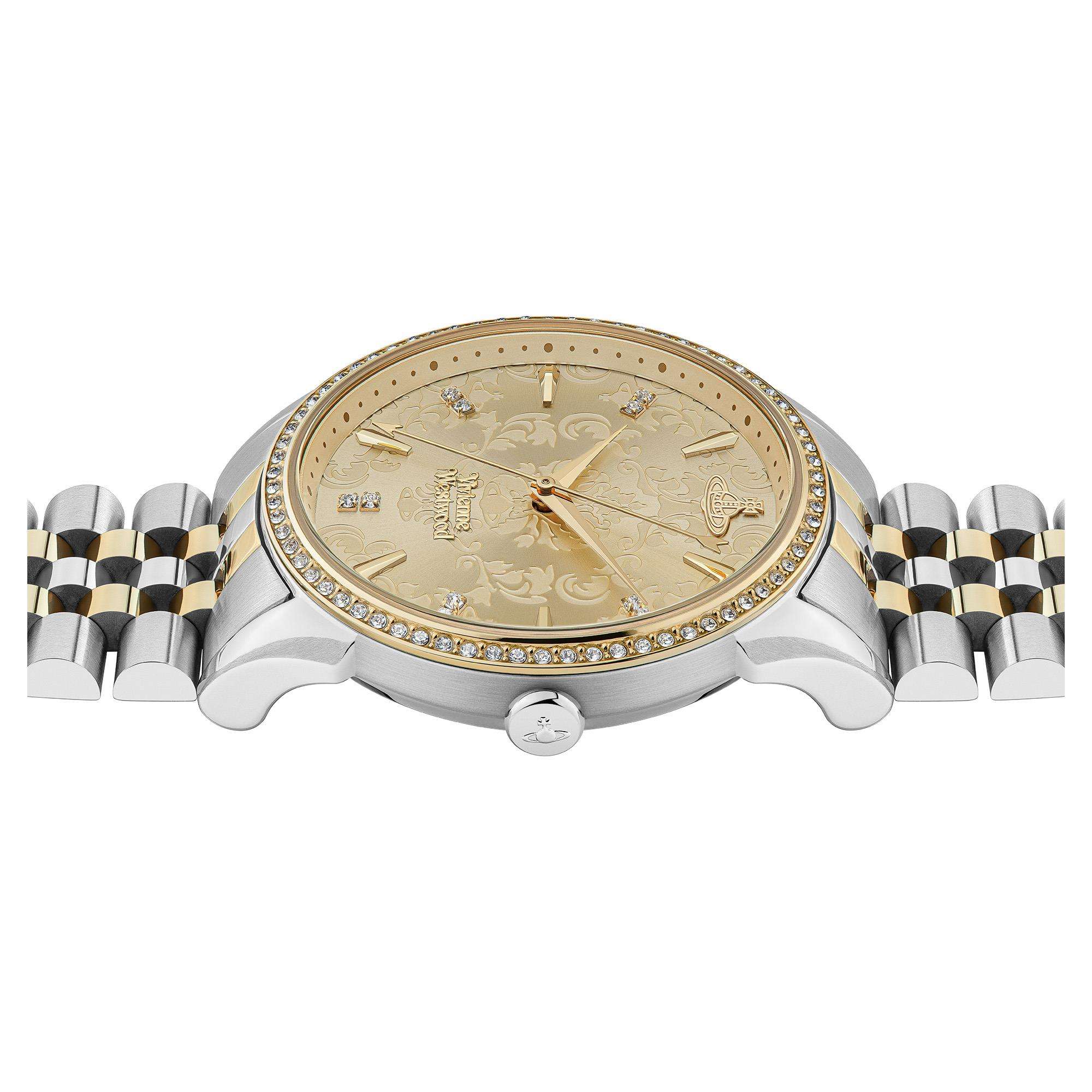 Vivienne Westwood The Wallace Champagner Zifferblatt Zweifarbig Edelstahlarmband Damen Uhr VV208CPSG