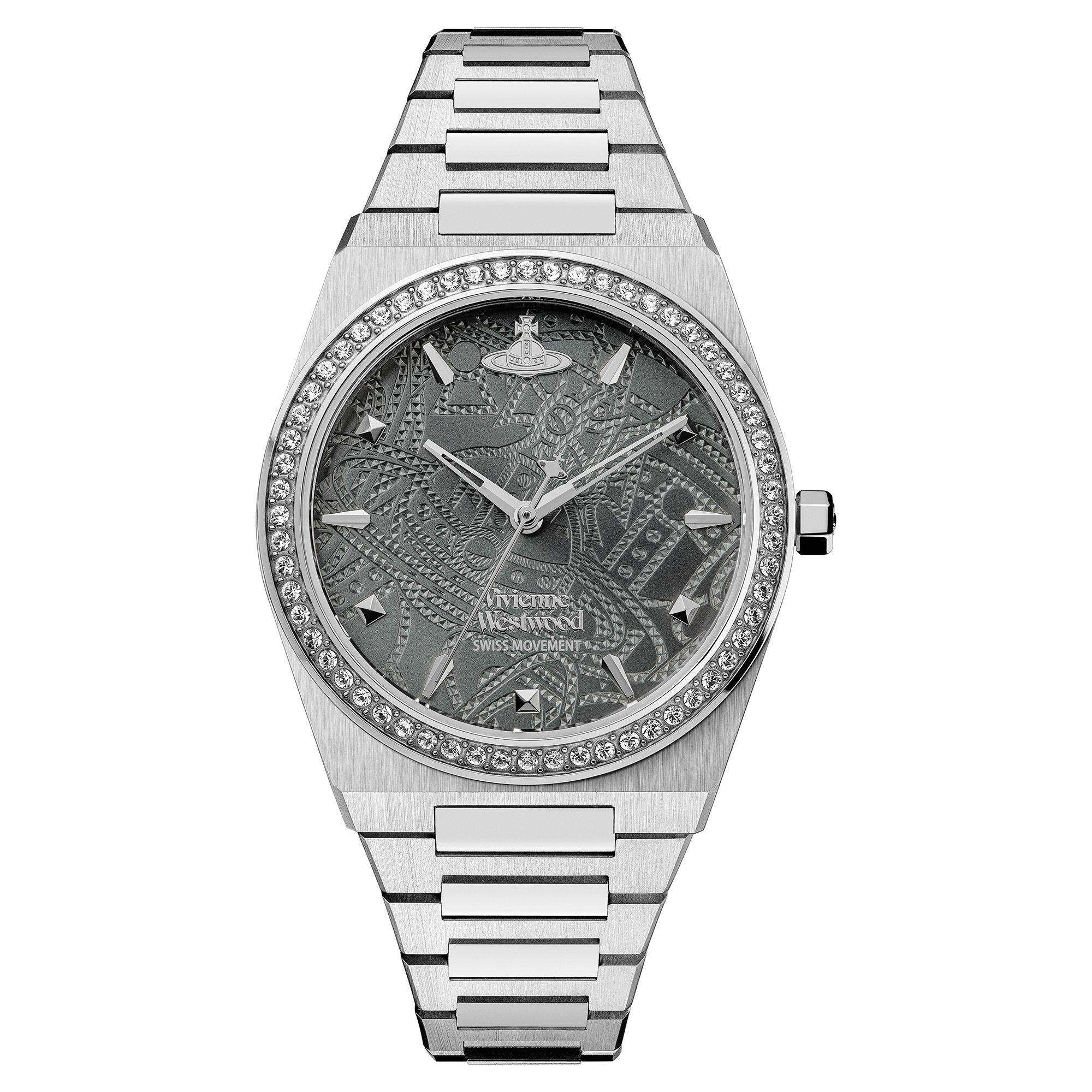 Vivienne Westwood Charterhouse Graues Zifferblatt Edelstahlarmband Damenarmbanduhr VV244GYSL