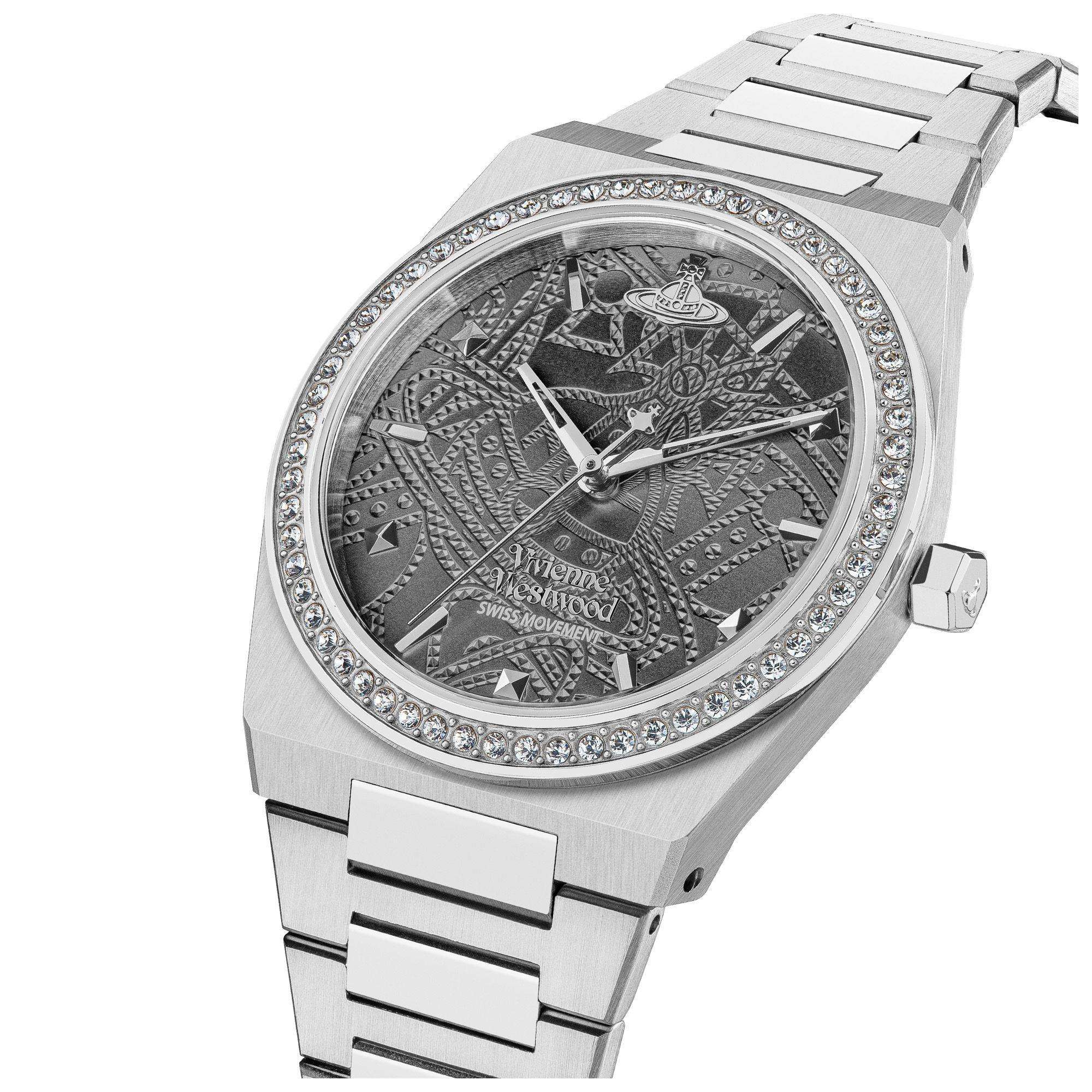 Vivienne Westwood Charterhouse Graues Zifferblatt Edelstahlarmband Damenarmbanduhr VV244GYSL