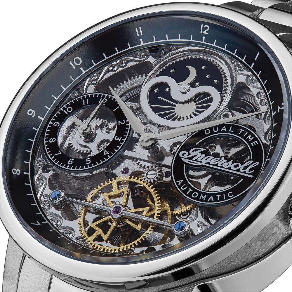 Ingersoll The Jazz 1892 Automatik Blaues Zifferblatt Silbernes Stahlarmband Herren Uhr I07707