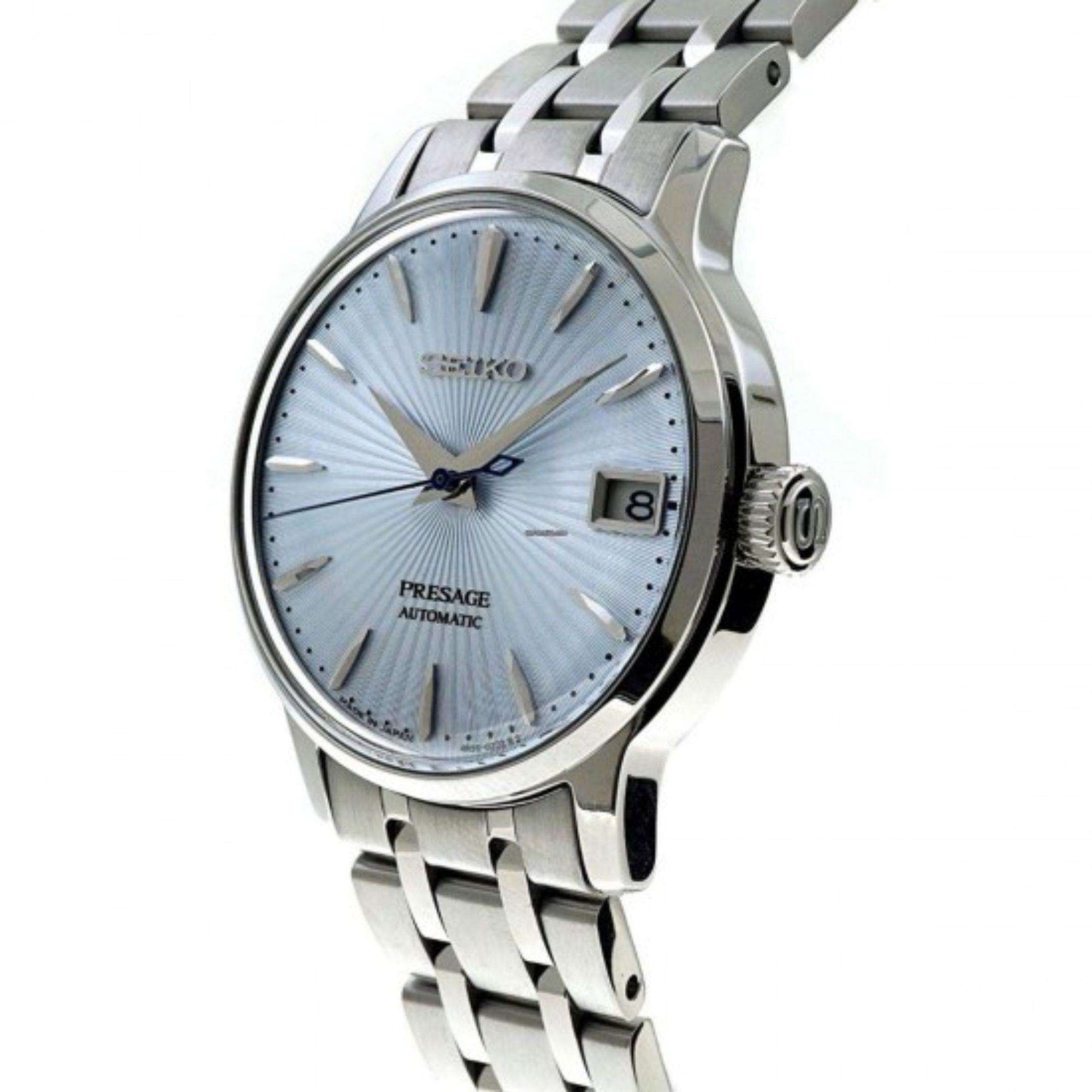Seiko Presage Blue Dial Silver Stainless Steel Bracelet Automatic Ladies Watch SRP841J1