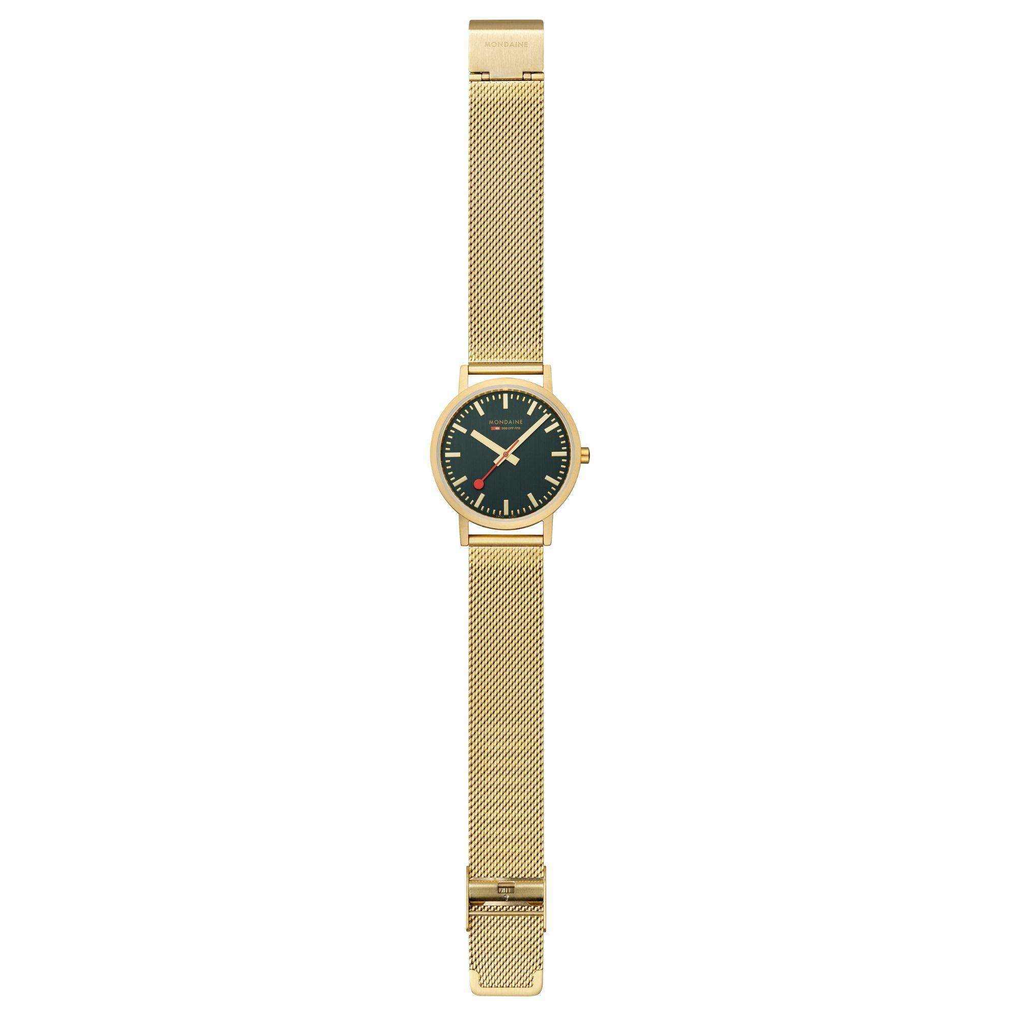 Mondaine Classic Forest IP Gold Green Dial Watch A660.30314.60SBM