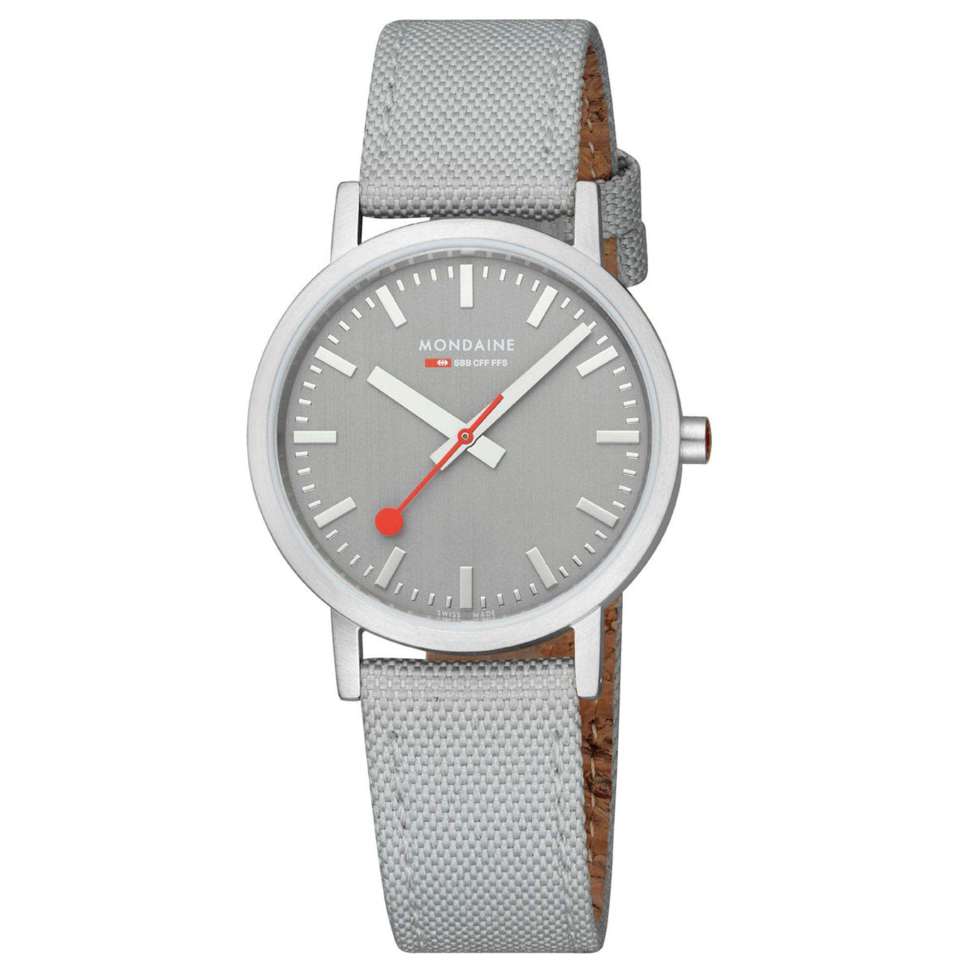 Mondaine Classic 36mm Gray Dial Textile Quartz Watch A660.30314.80SBH
