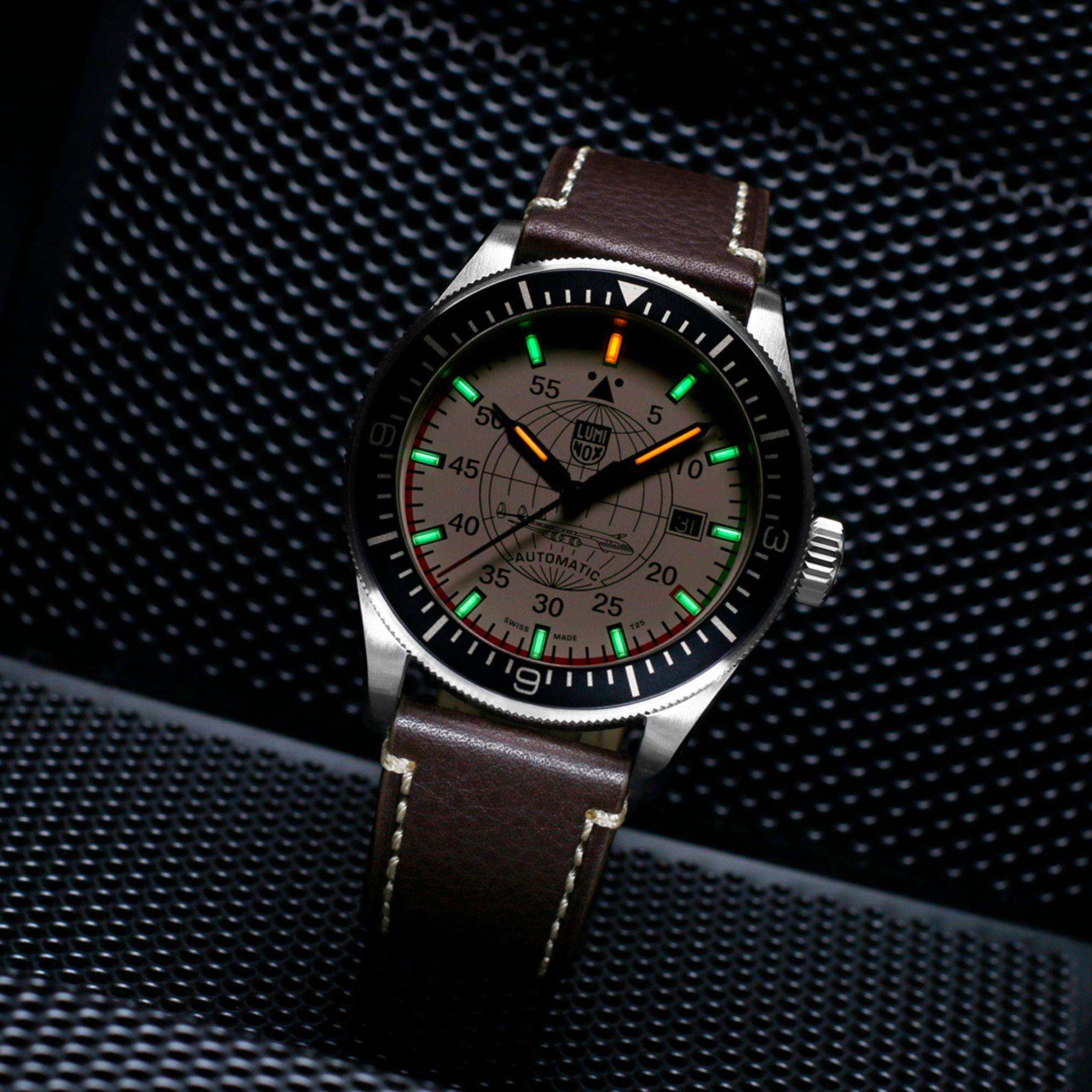 Luminox Constellation Creme Zifferblatt Braunes Lederarmband Herren Uhr XA.9607