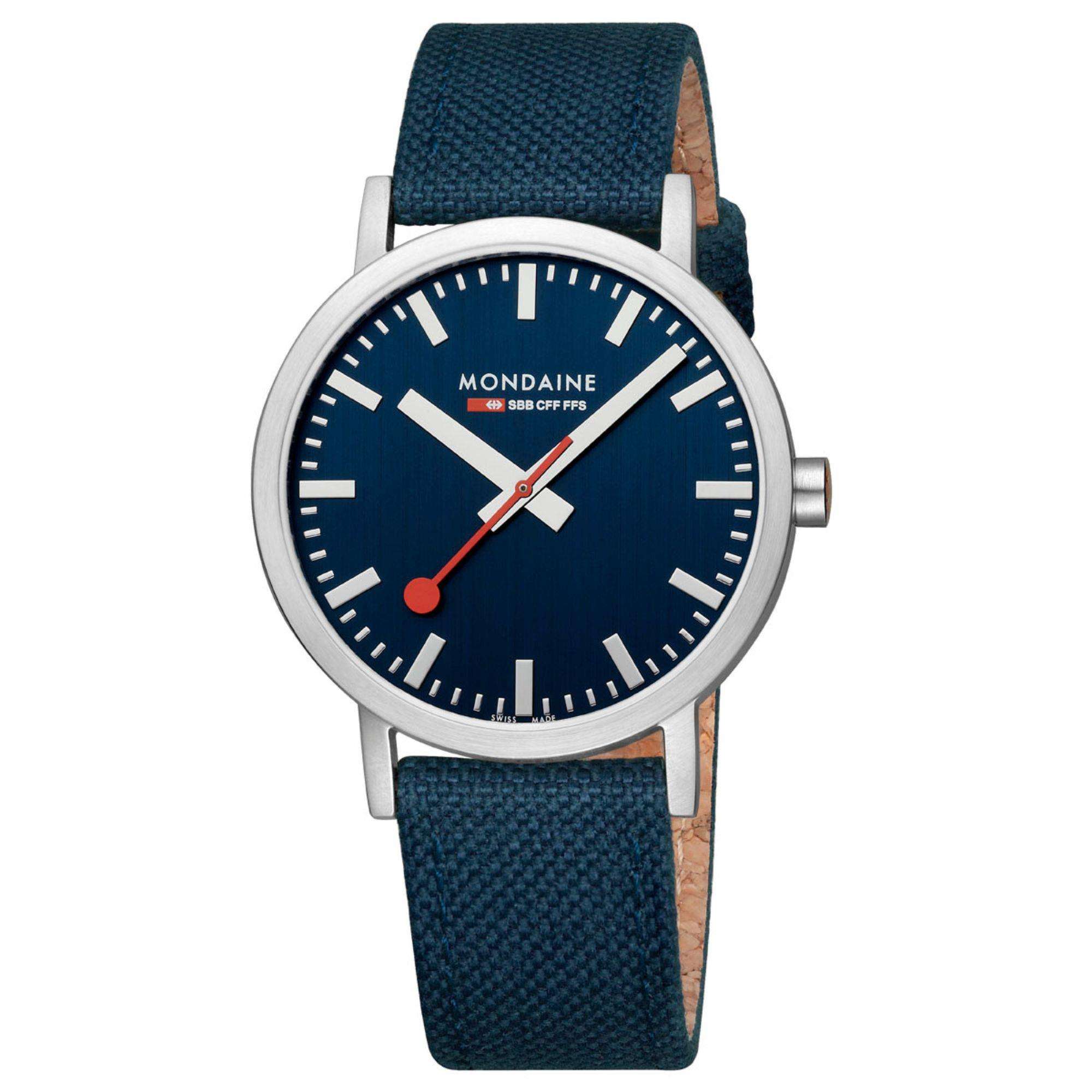 Mondaine Classic 40mm Blue Dial Textile Quartz Watch A660.30360.40SBD