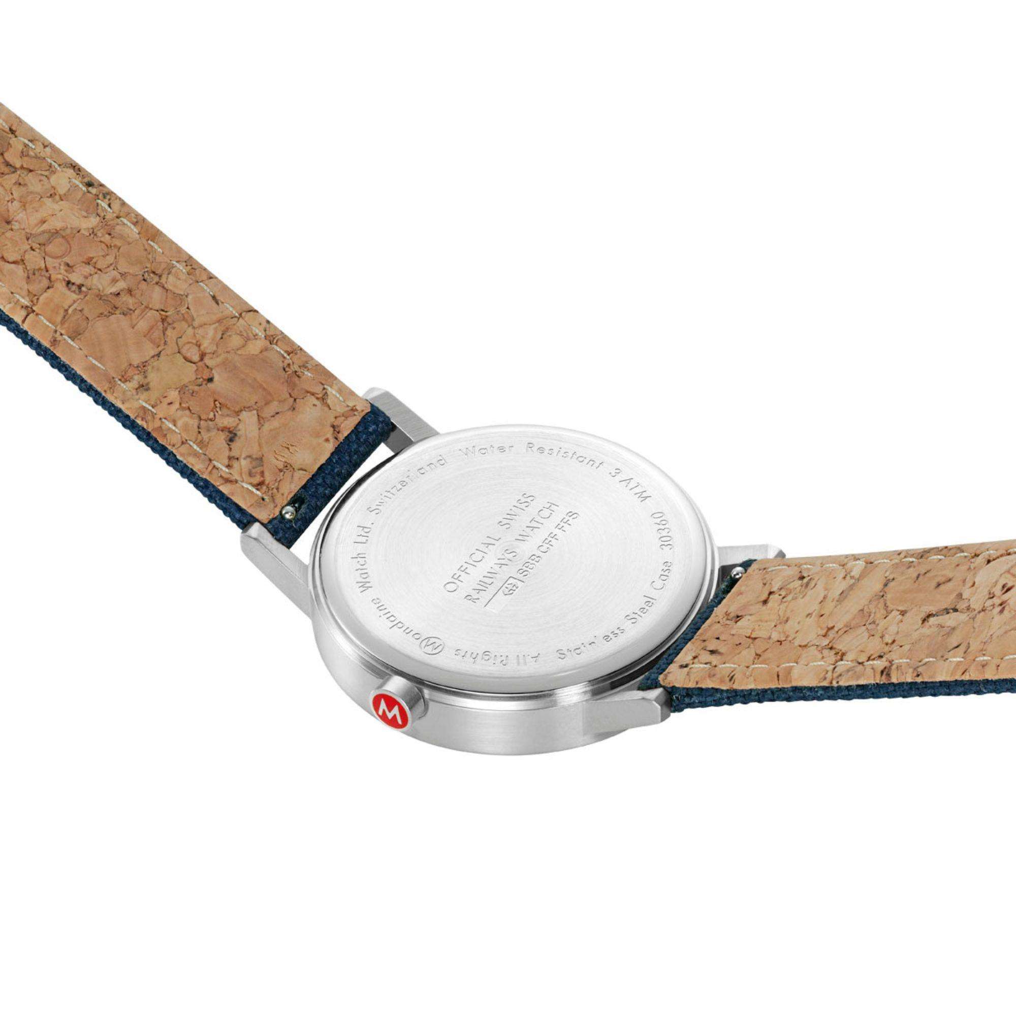 Mondaine Classic 40mm Blue Dial Textile Quartz Watch A660.30360.40SBD