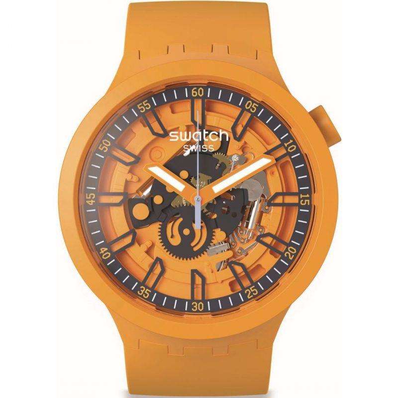 Swatch Frisches Orange Skelett Zifferblatt & Orange Armband Uhr SB01O101