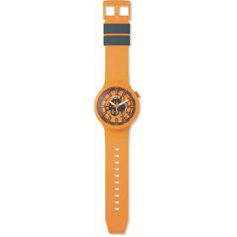 Swatch Frisches Orange Skelett Zifferblatt & Orange Armband Uhr SB01O101
