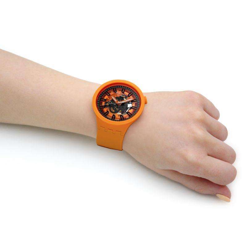 Swatch Frisches Orange Skelett Zifferblatt & Orange Armband Uhr SB01O101