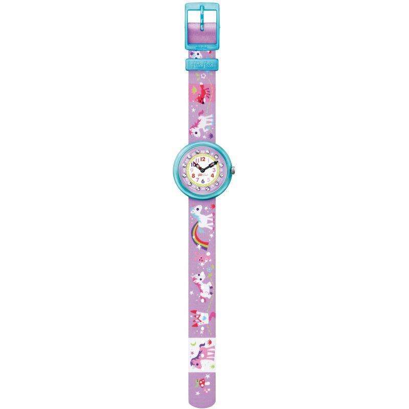 Flik Flak Magical Unicorns Quartz White Dial Purple Fabric Strap Girls Watch FBNP033 - WatchNation