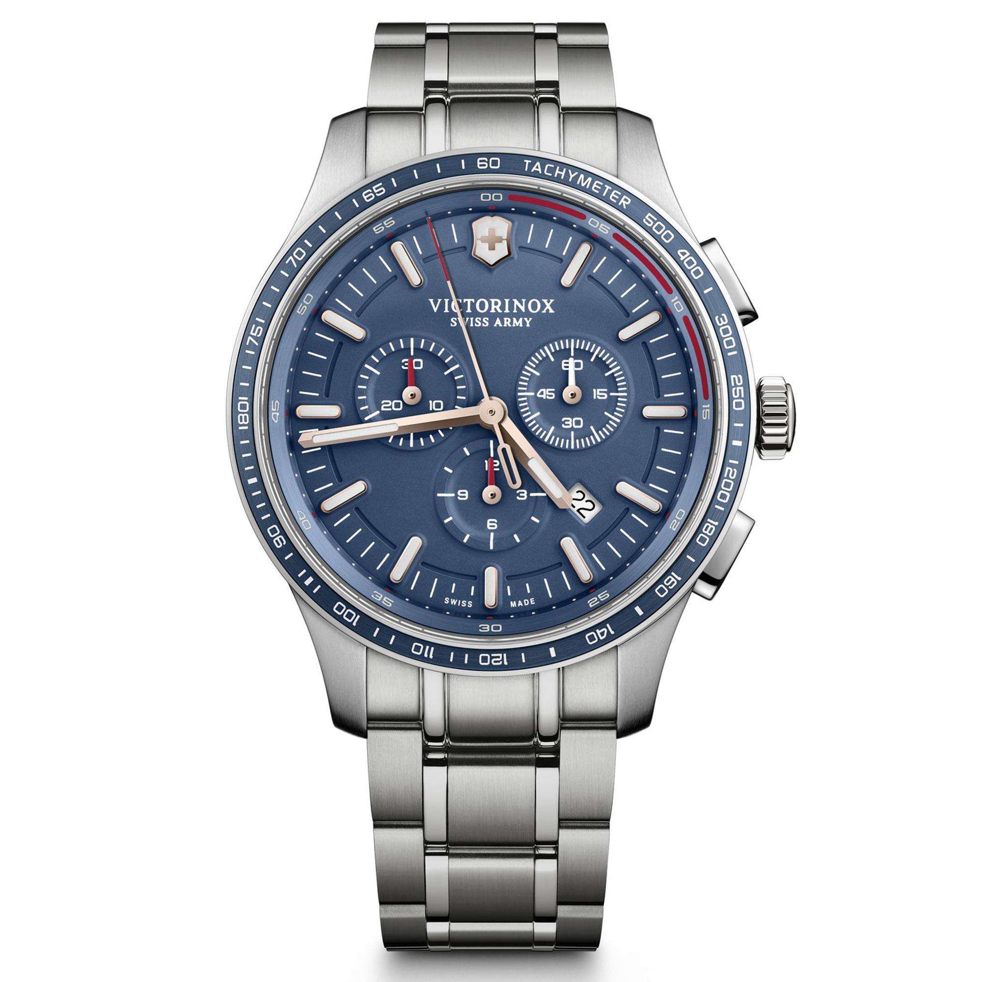 Victorinox Alliance 44mm Chronograph Blaues Zifferblatt Stahl Herren Quarz Uhr 241817