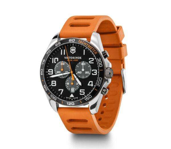 Victorinox FieldForce 42mm Chronograph Schwarzes Zifferblatt Gummi Herren Quarz Uhr 241893