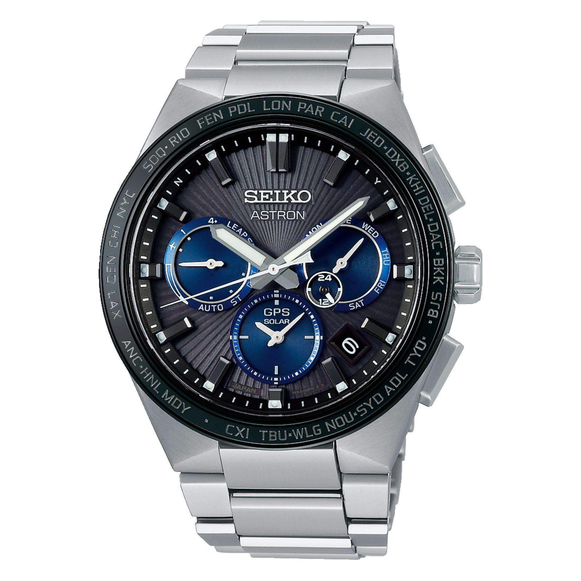 Seiko Astron "Sunray Dark Night" Black Dial Titanium Bracelet Men's Watch SSH119J1
