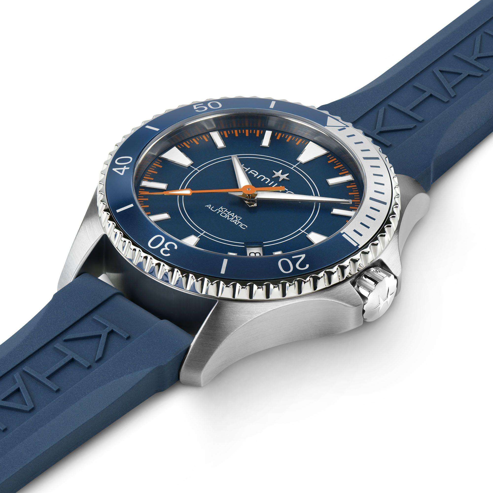 Hamilton Khaki Navy 40mm Scuba Syroco Sonderedition Blaues Zifferblatt Gummi Herren Automatik Uhr H82385340