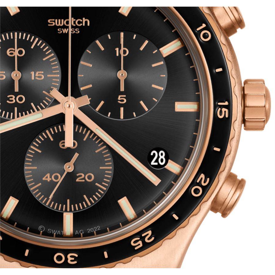 Swatch Stain Sheen Black Dial Black Rubber Strap Watch YVG410