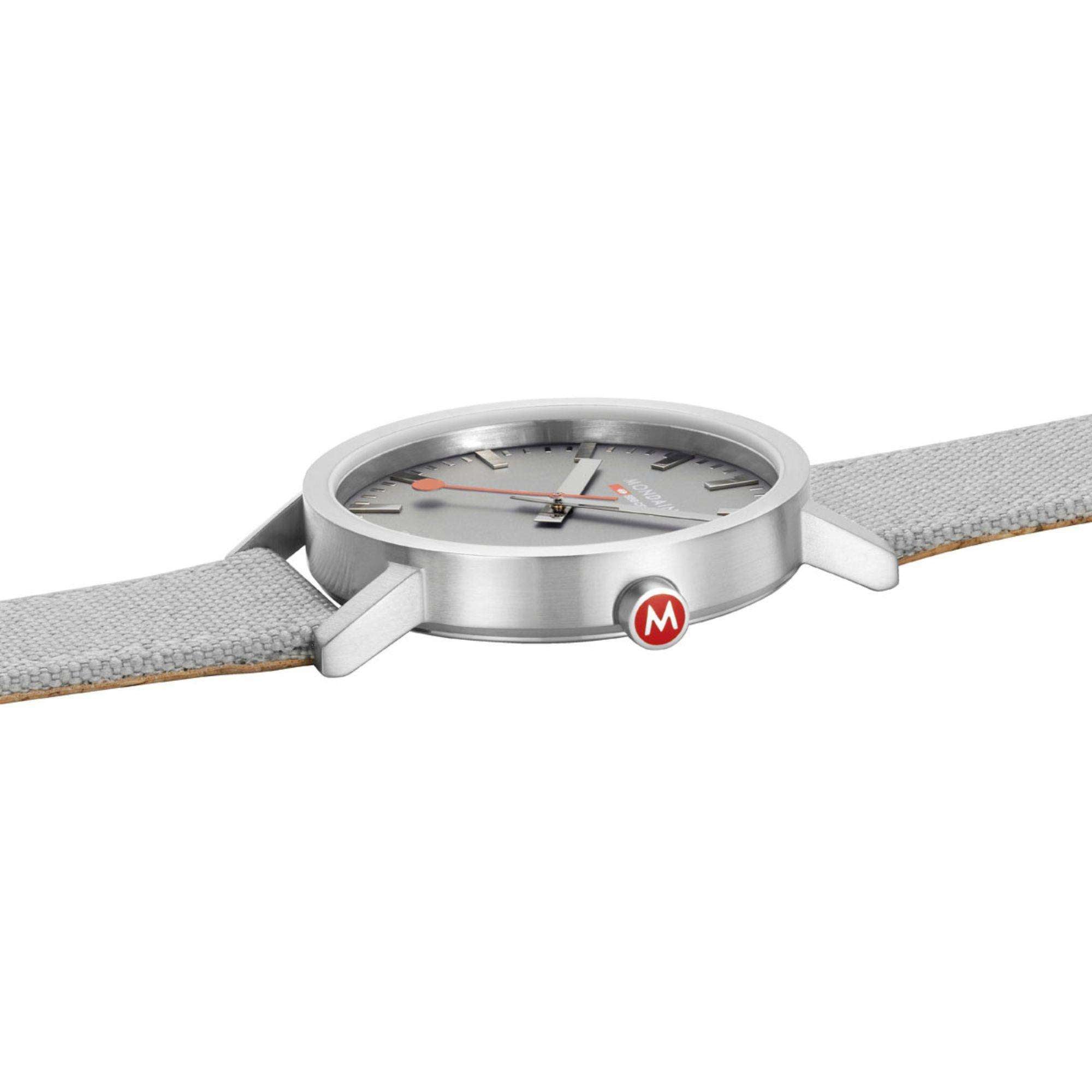 Mondaine Classic 40mm Grey Dial Textile Quartz Watch A660.30360.80SBH