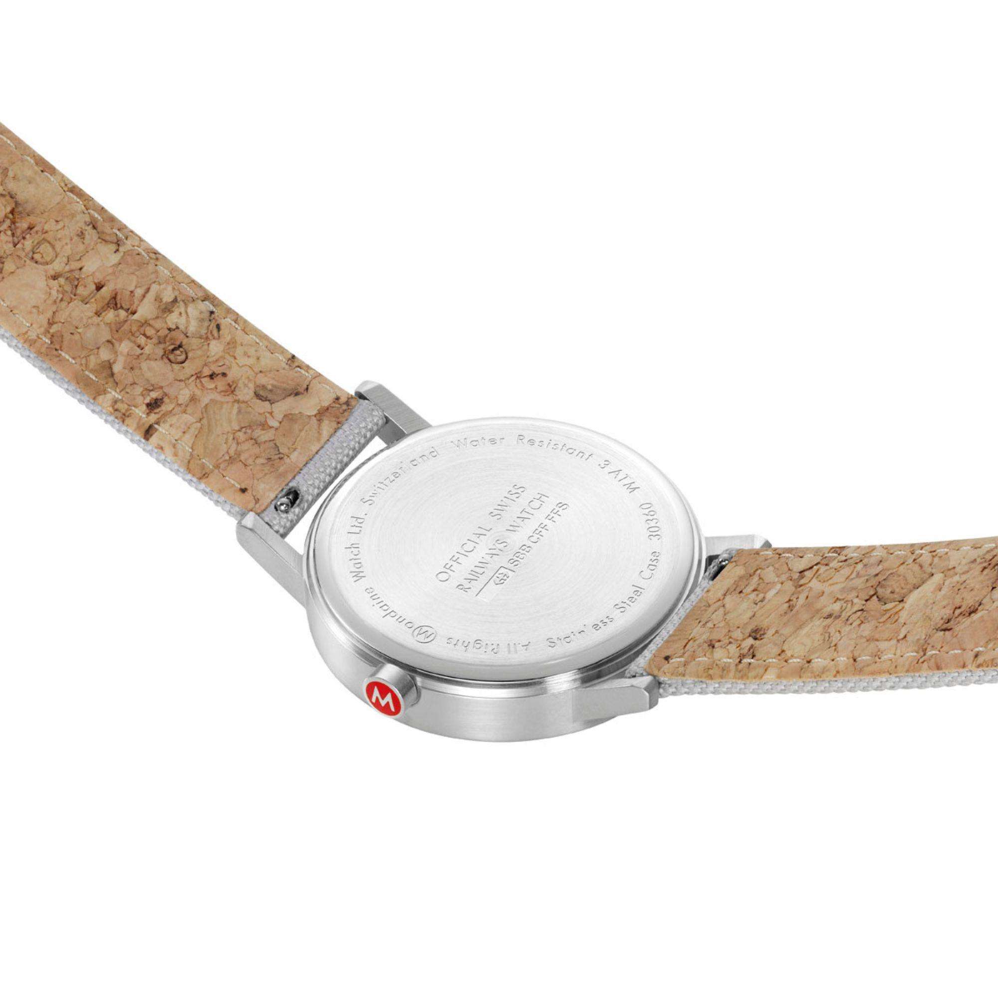 Mondaine Classic 40mm Grey Dial Textile Quartz Watch A660.30360.80SBH