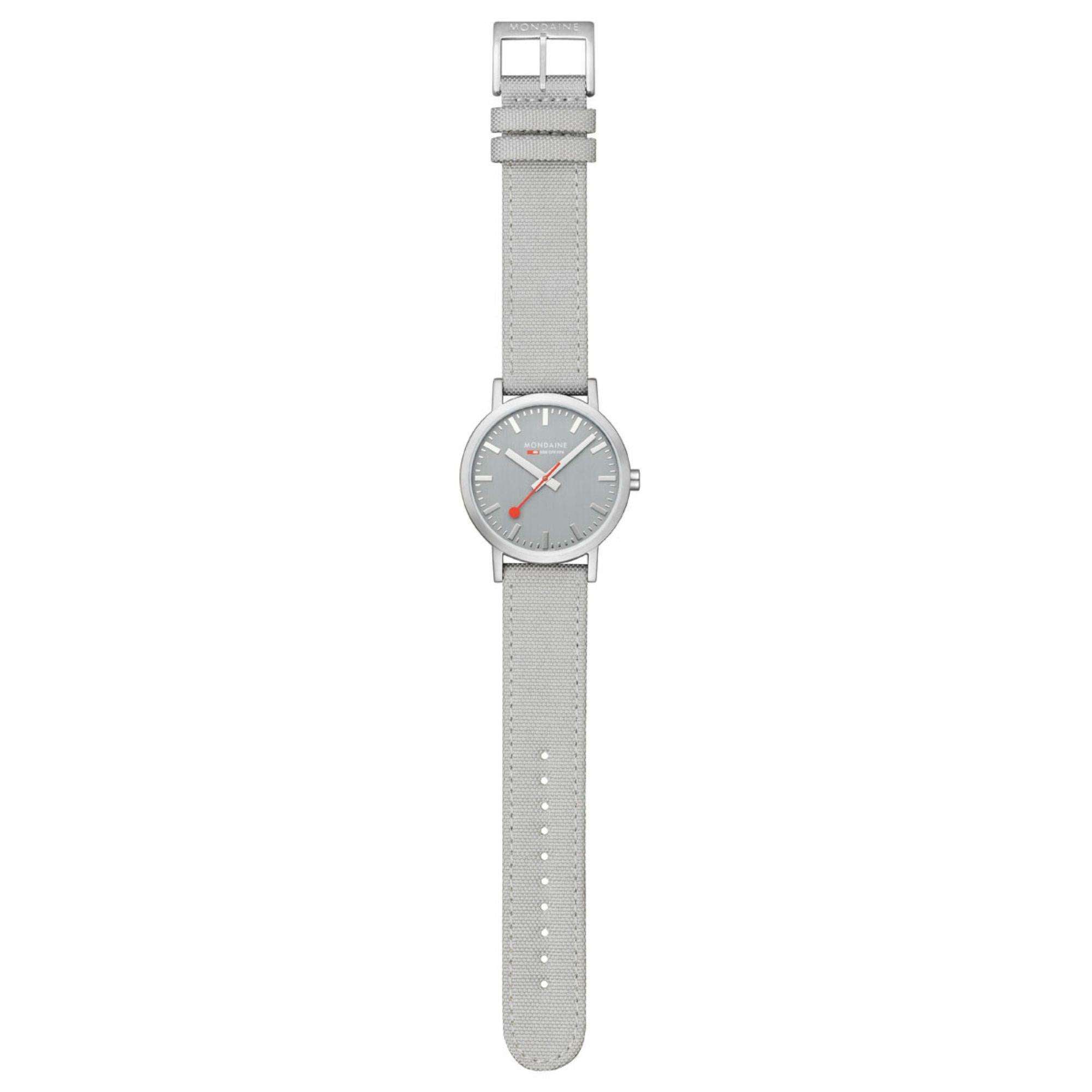 Mondaine Classic 40mm Grey Dial Textile Quartz Watch A660.30360.80SBH