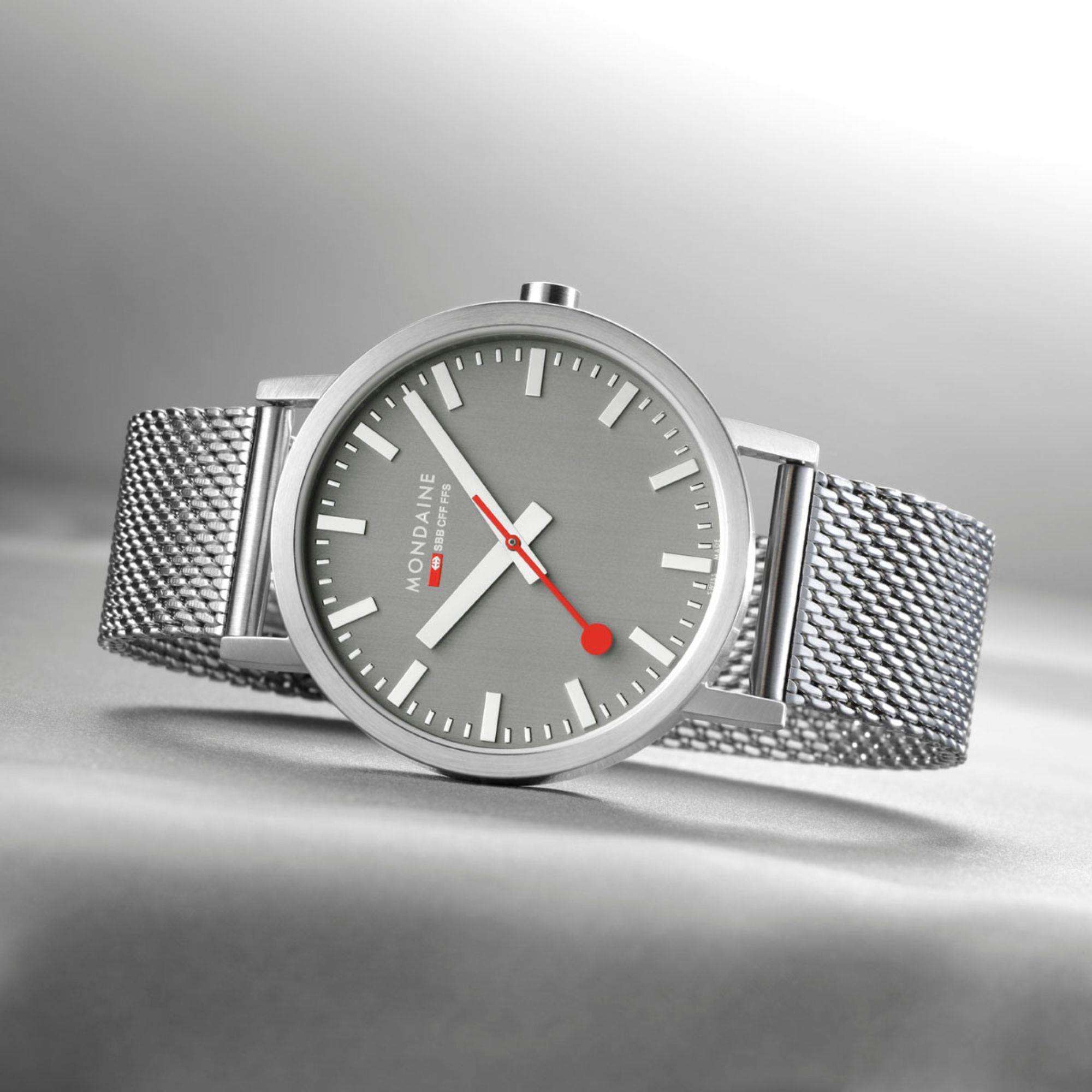 Mondaine Classic Grey Dial Steel Mesh Bracelet Watch A660.30360.80SBJ