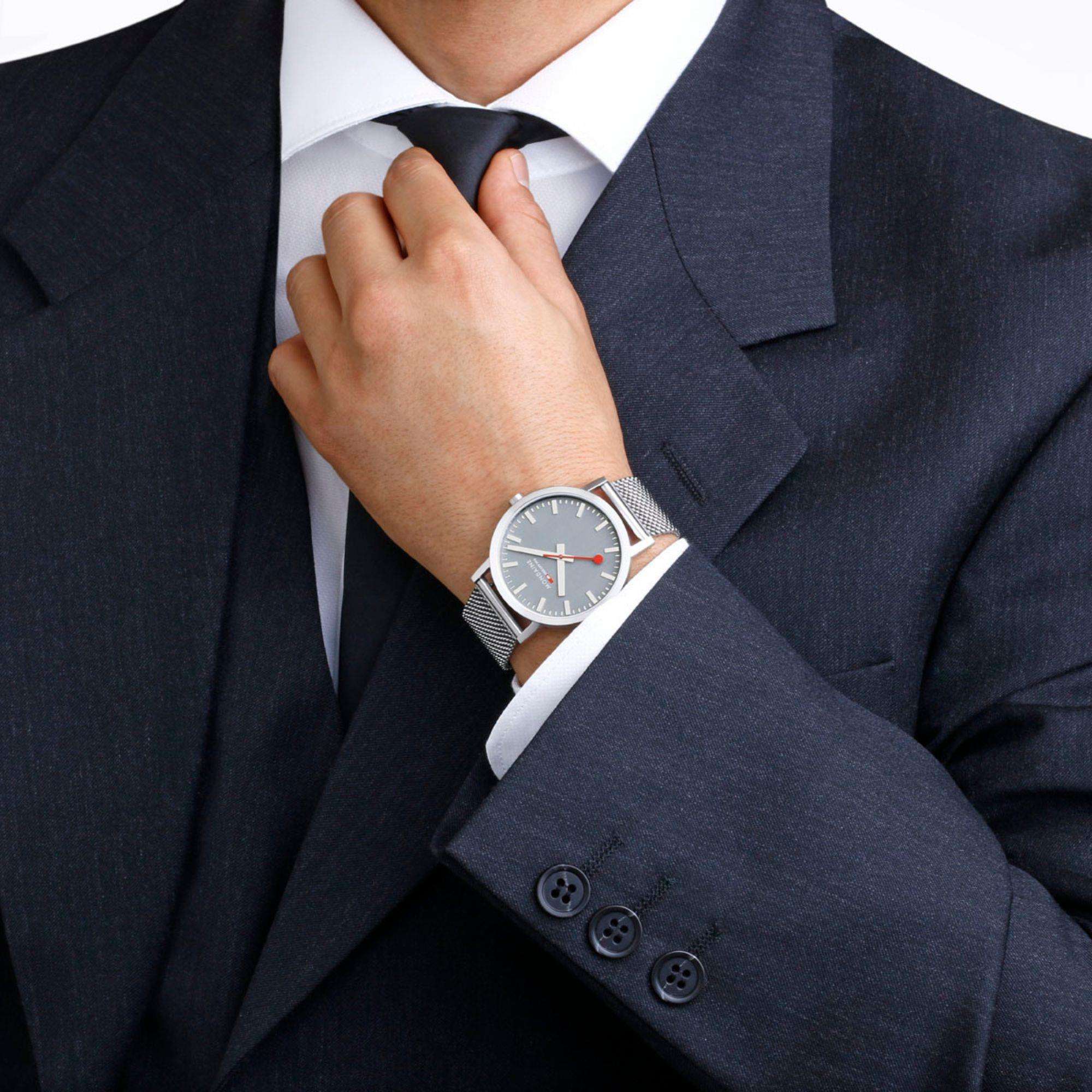 Mondaine Classic Grey Dial Steel Mesh Bracelet Watch A660.30360.80SBJ