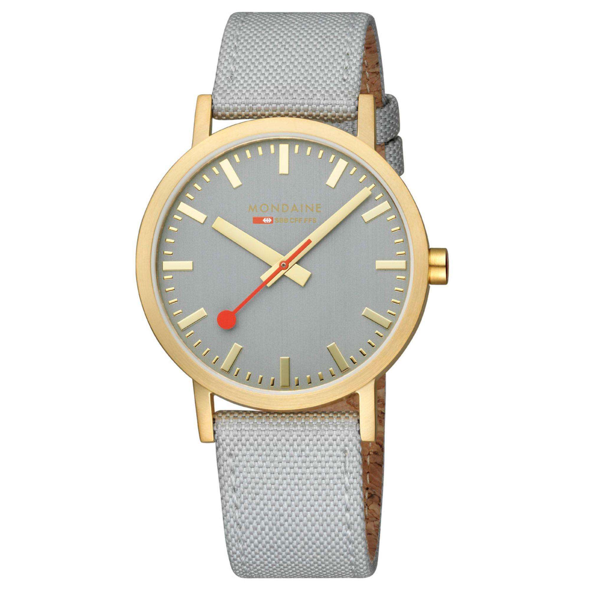 Mondaine Classic 40mm Grey Dial Textile Quartz Watch A660.30360.80SBU